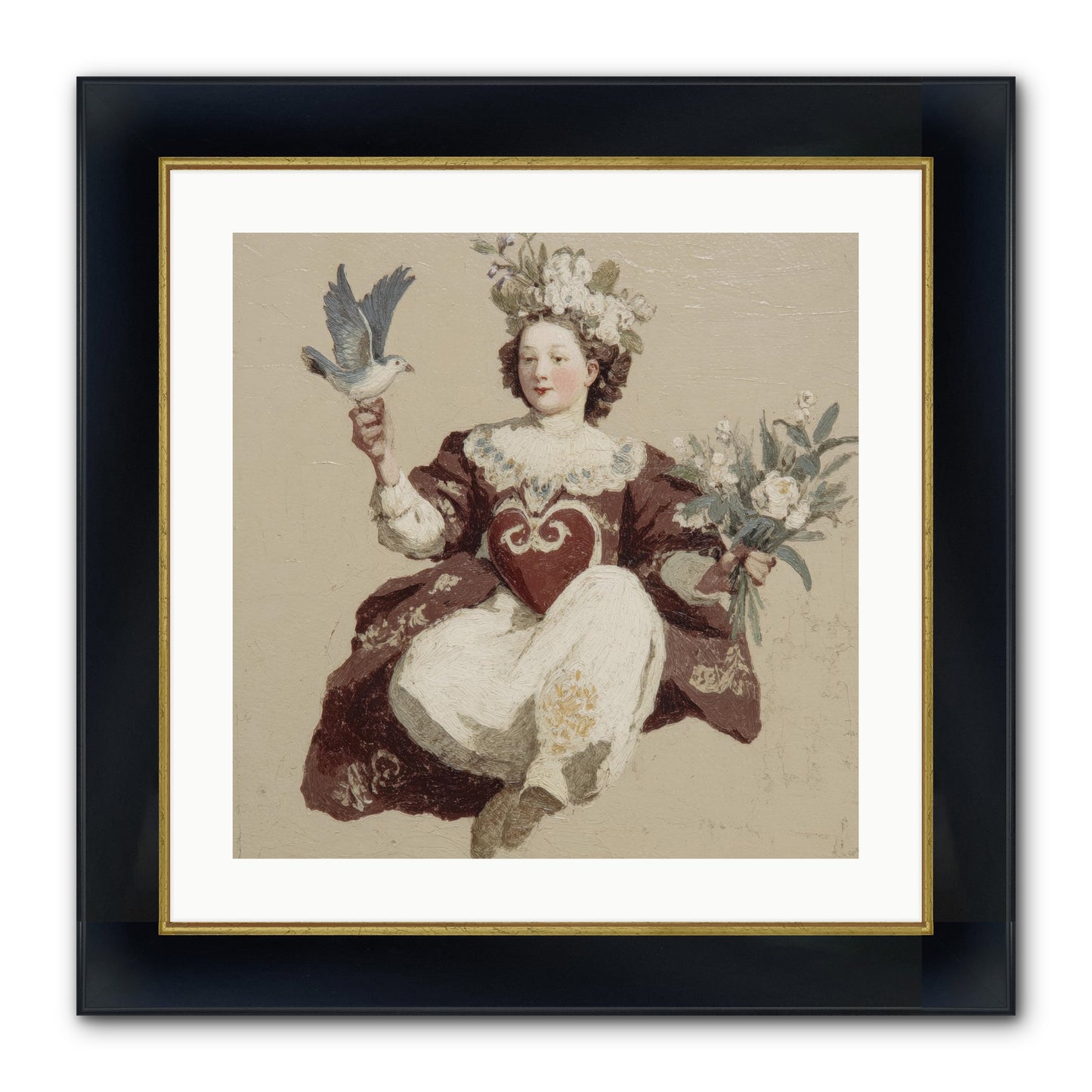 Portrait Of Love's Patient Wait Framed Print - Wide Black w/Gold 20x20