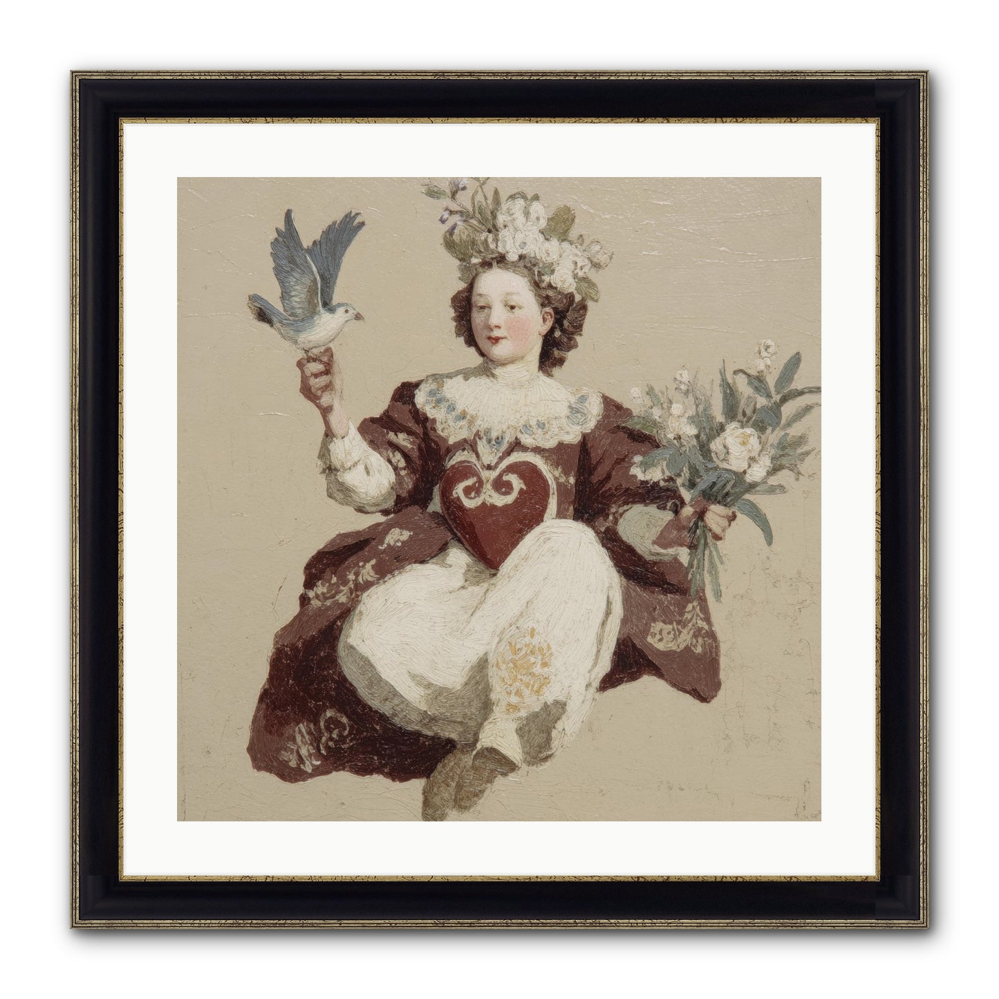 Portrait Of Love's Patient Wait Framed Print - Black & Gold 24x24