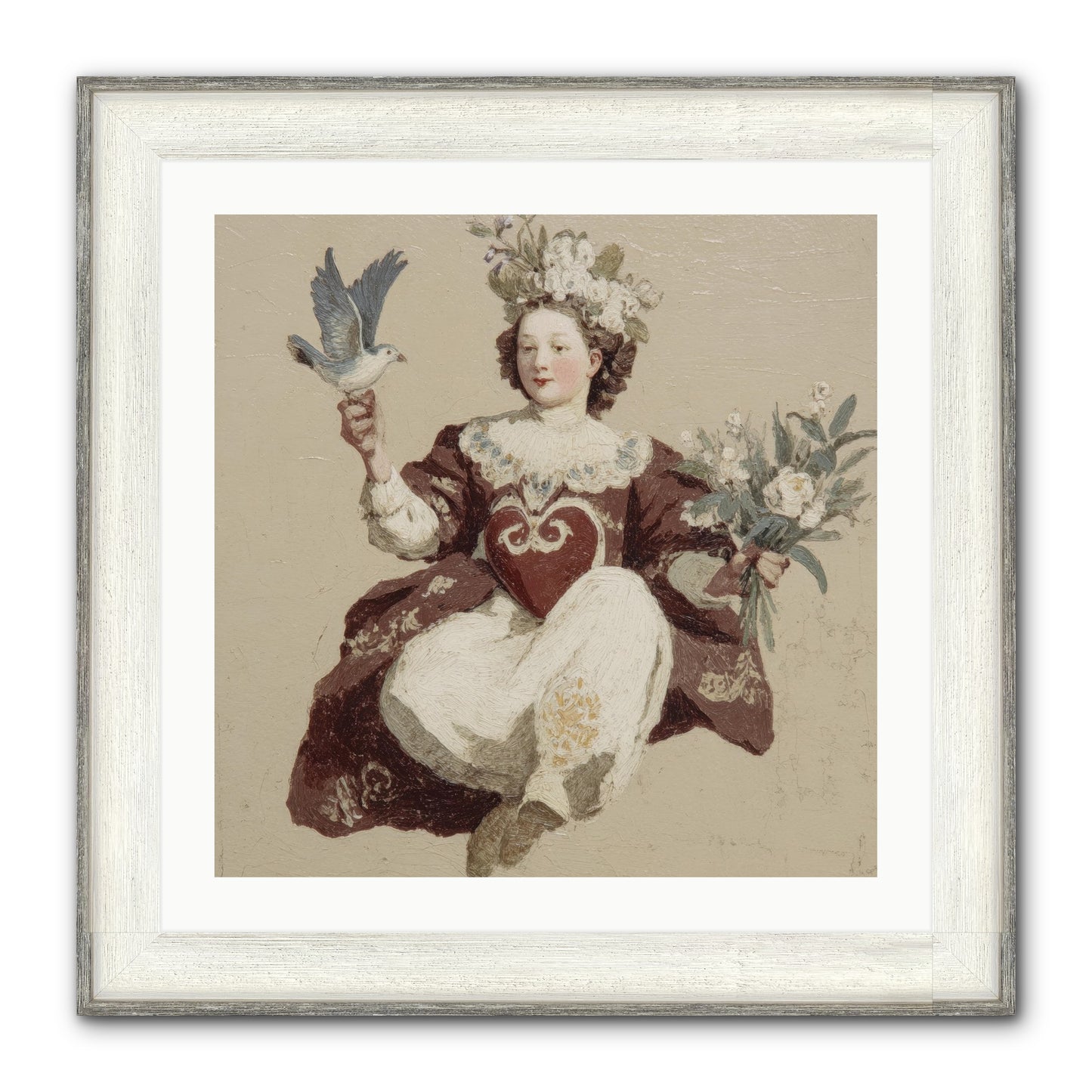 Portrait Of Love's Patient Wait Framed Print - Driftwood White 24x24