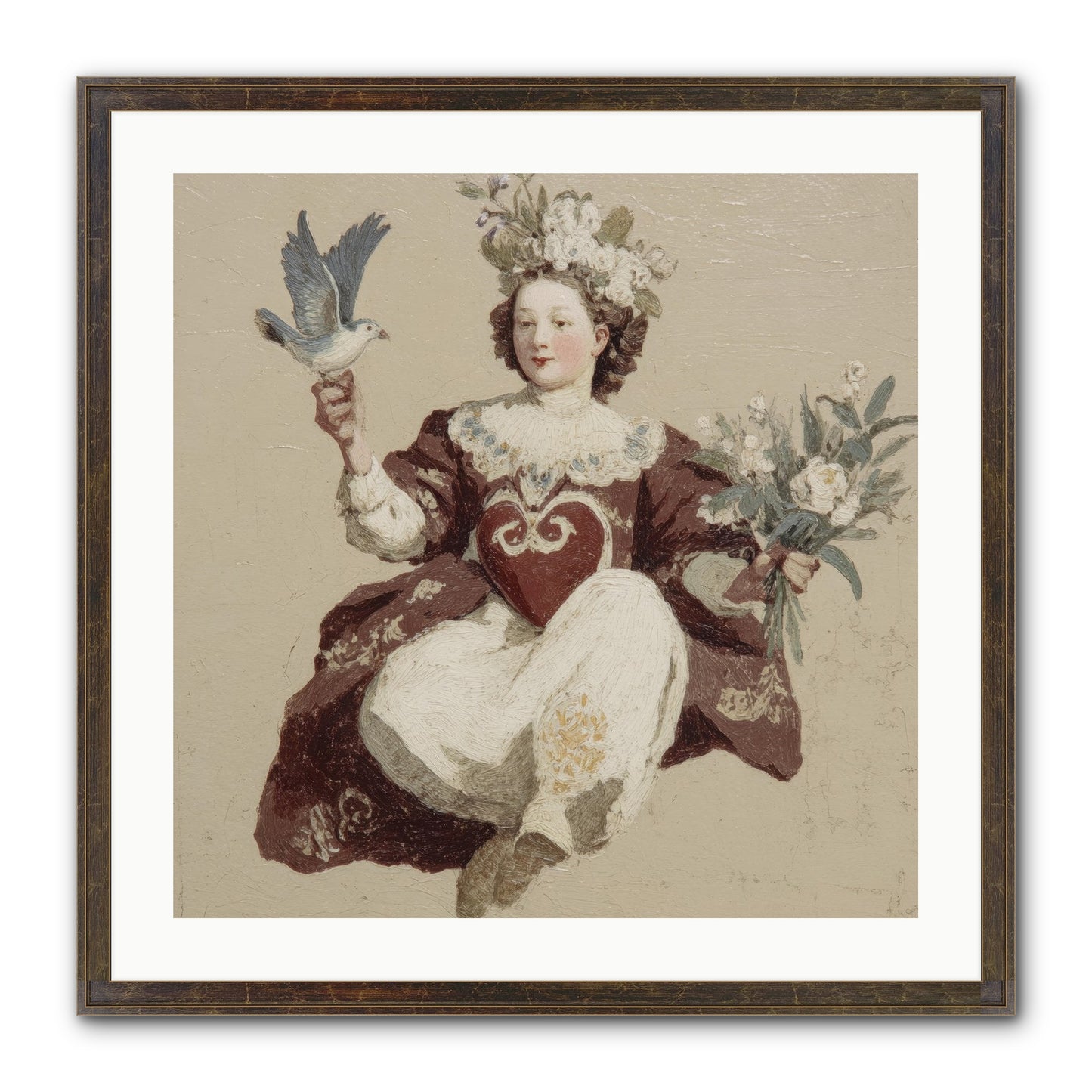 Portrait Of Love's Patient Wait Framed Print - Slimwoods Black/Gold 24x24