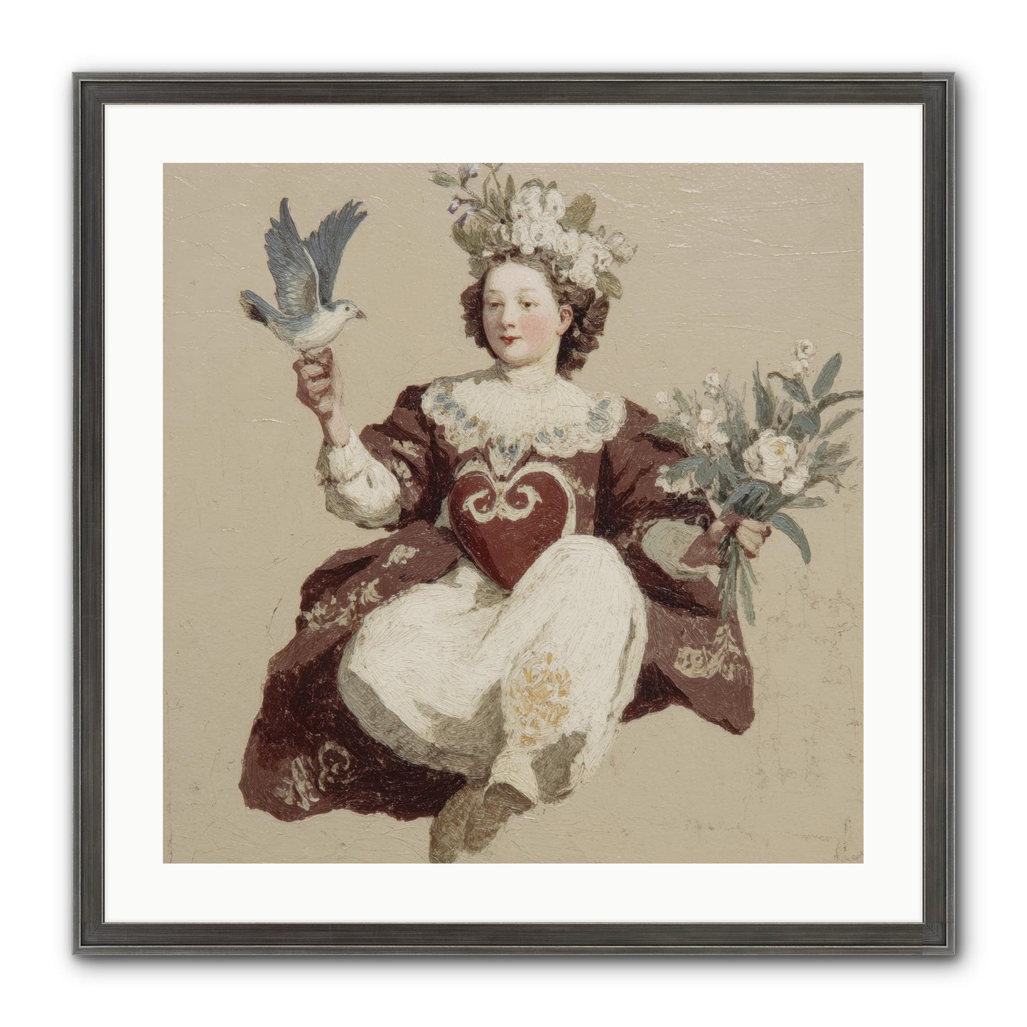 Portrait Of Love's Patient Wait Framed Print - Slimwoods Black/Silver 24x24