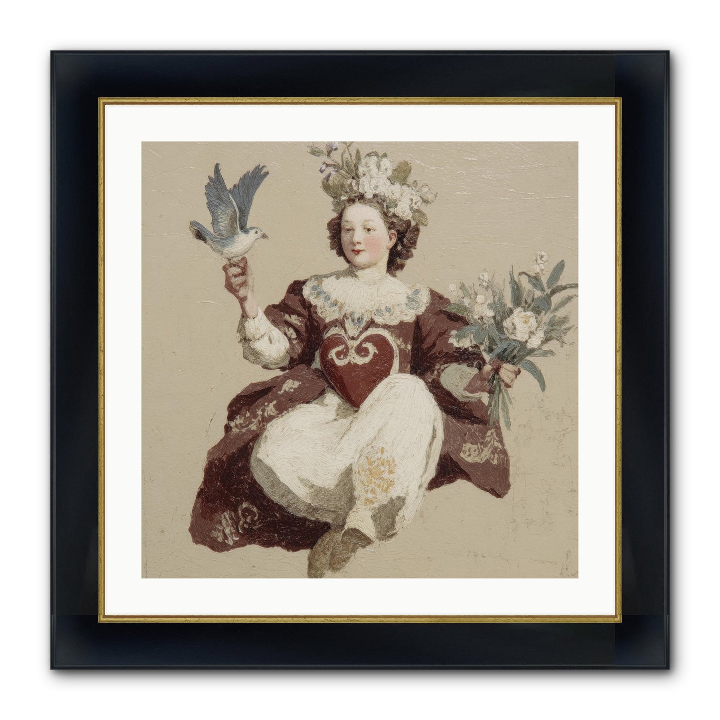 Portrait Of Love's Patient Wait Framed Print - Wide Black w/Gold 24x24