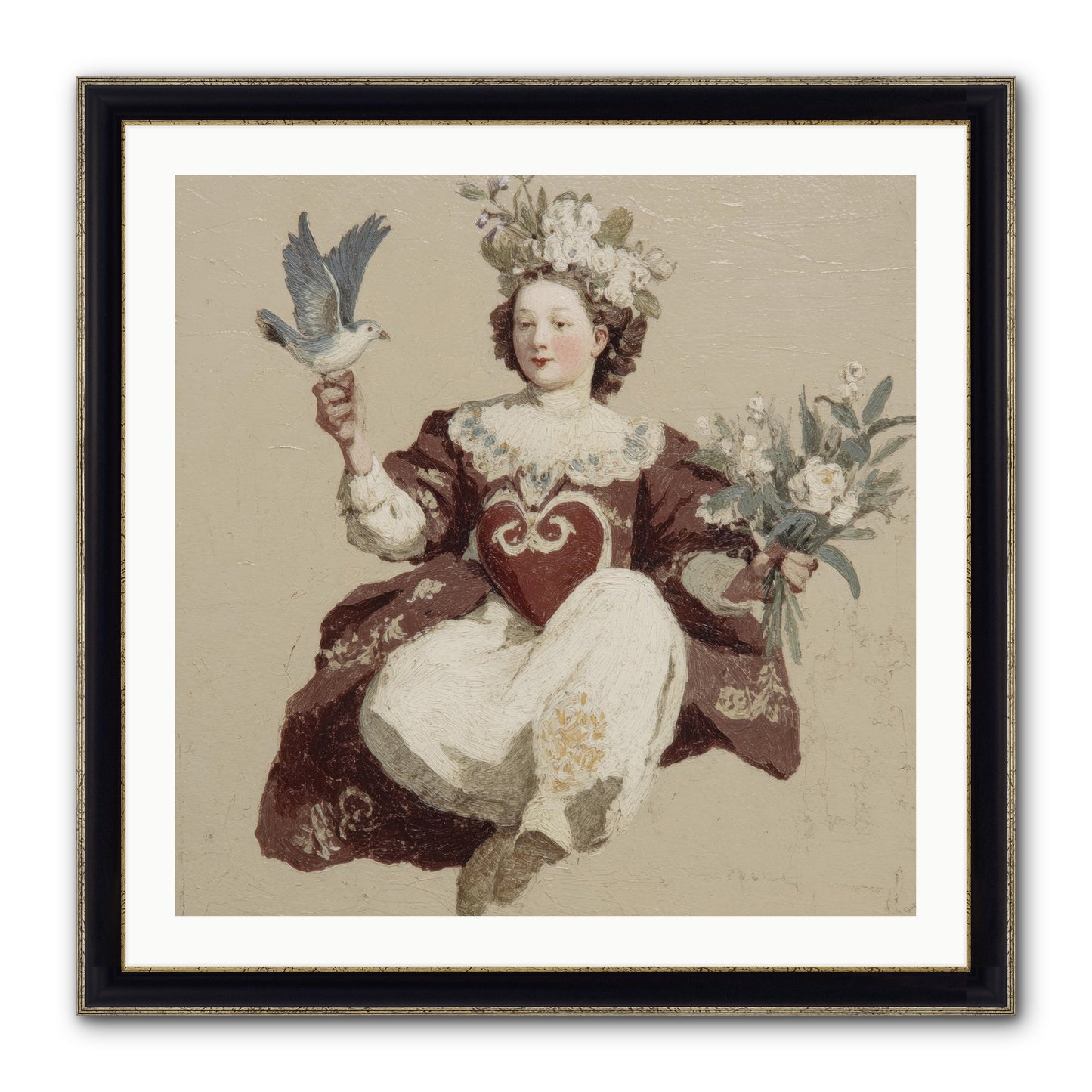 Portrait Of Love's Patient Wait Framed Print - Black & Gold 30x30