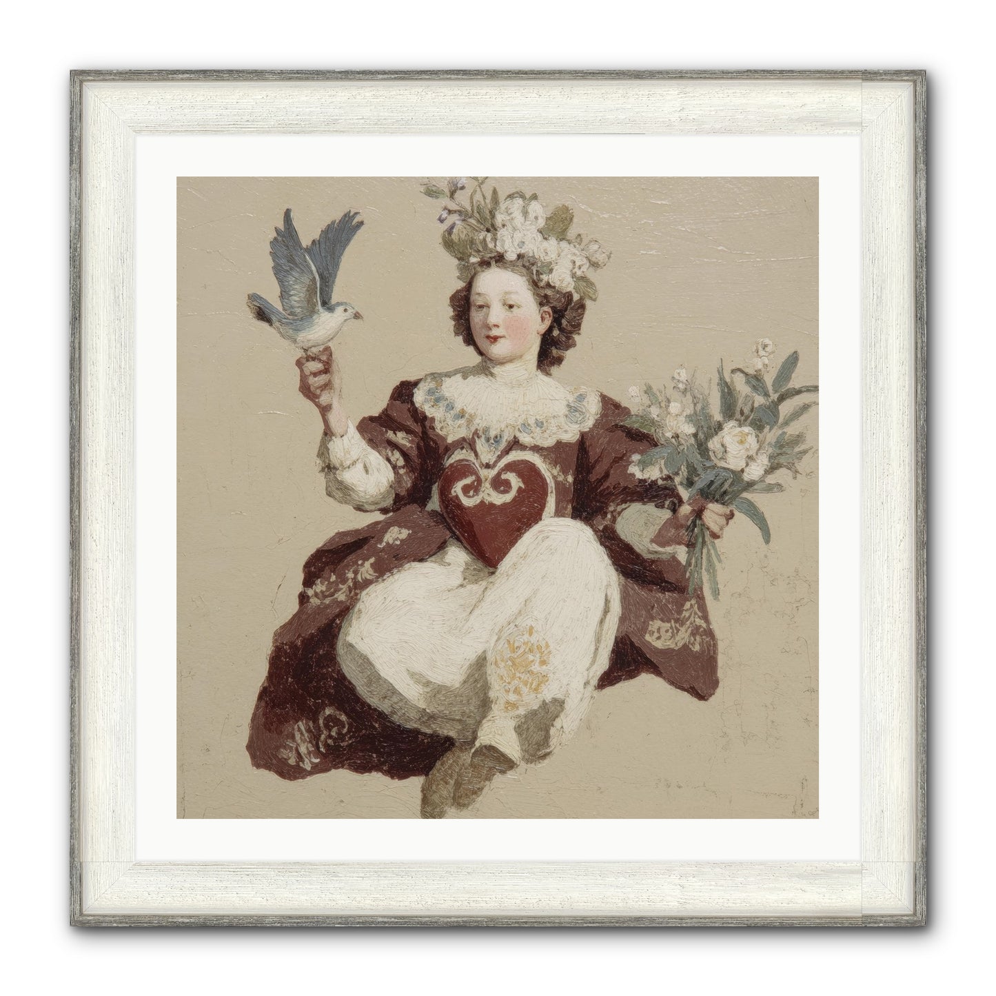 Portrait Of Love's Patient Wait Framed Print - Driftwood White 30x30