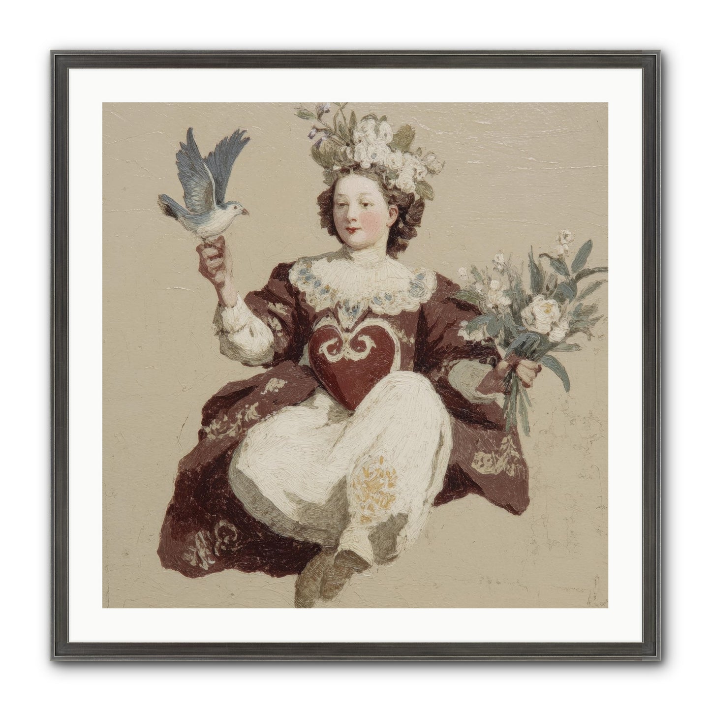 Portrait Of Love's Patient Wait Framed Print - Slimwoods Black/Silver 30x30
