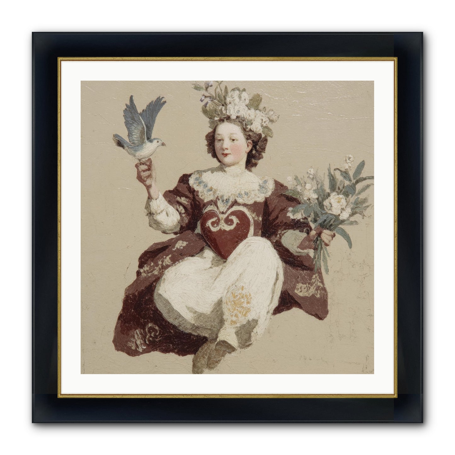 Portrait Of Love's Patient Wait Framed Print - Wide Black w/Gold 30x30