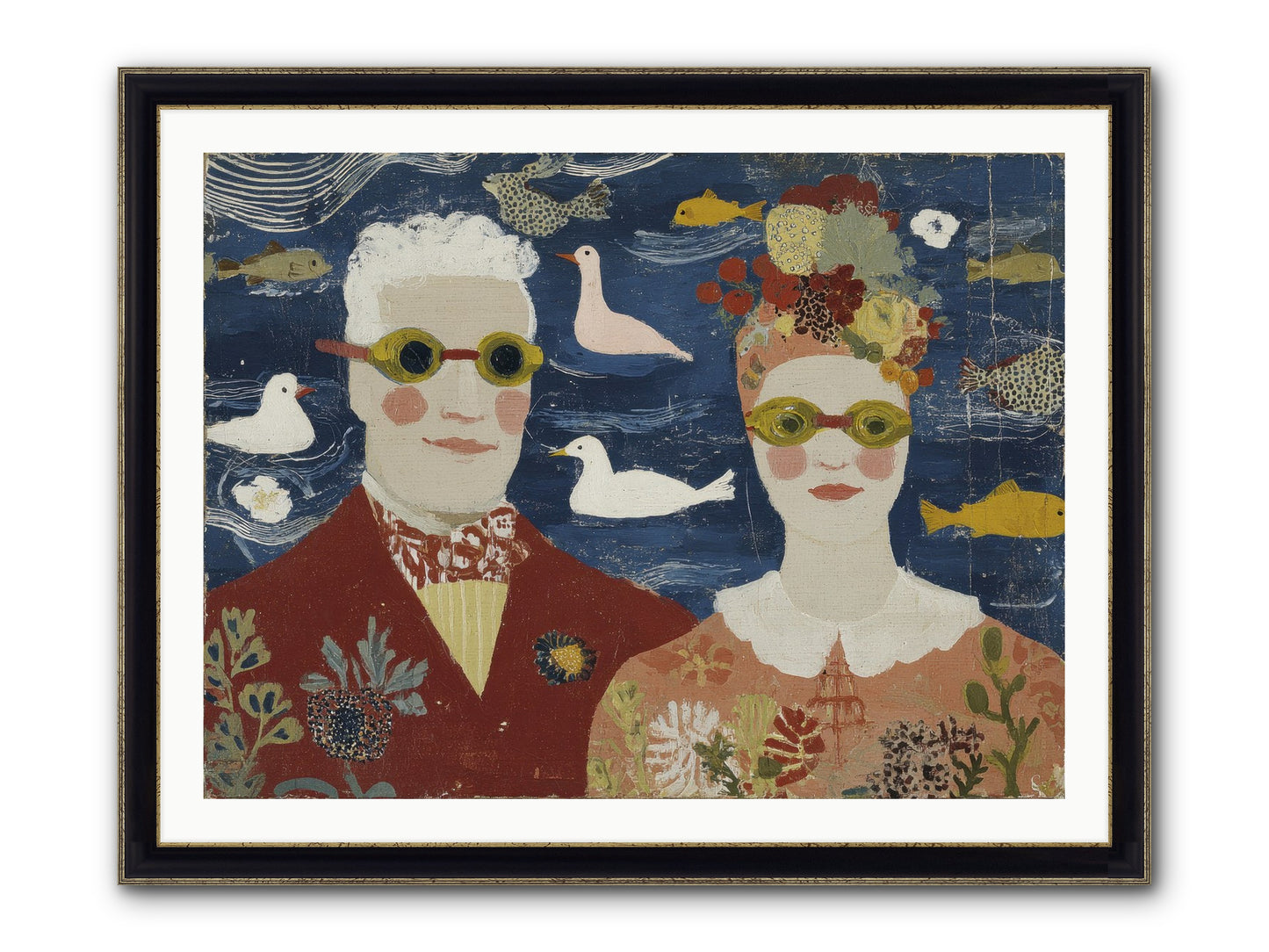 Portrait Of Pure Delight Framed Print - Black & Gold 40x30