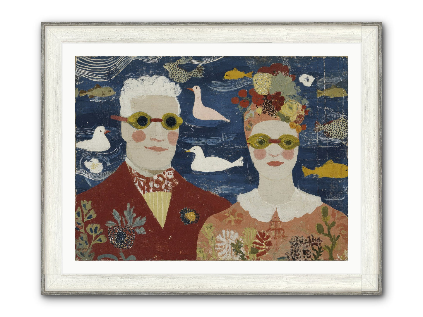 Portrait Of Pure Delight Framed Print - Driftwood White 40x30