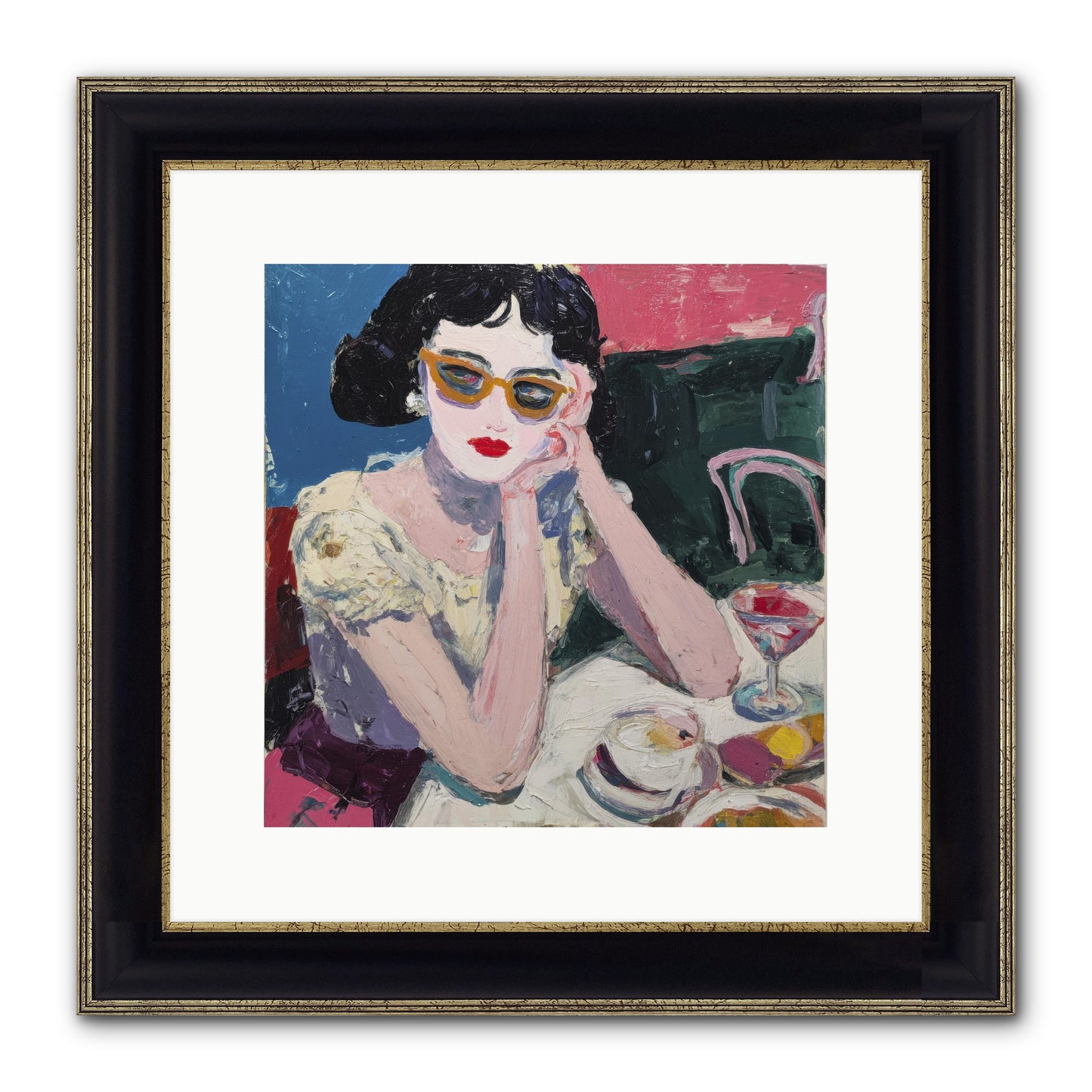 Portrait Of Quiet Defiance Framed Print - Black & Gold 12x12