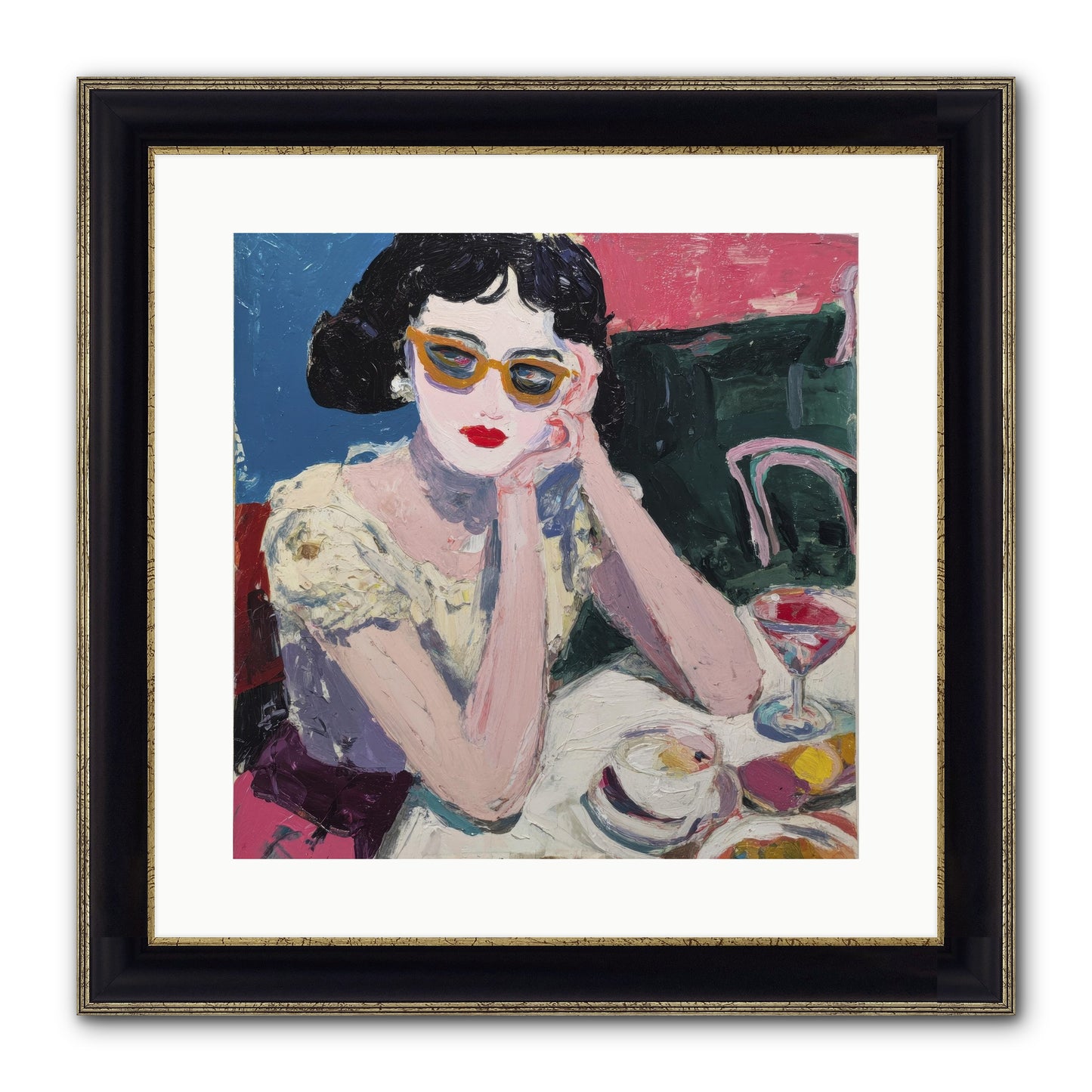 Portrait Of Quiet Defiance Framed Print - Black & Gold 16x16