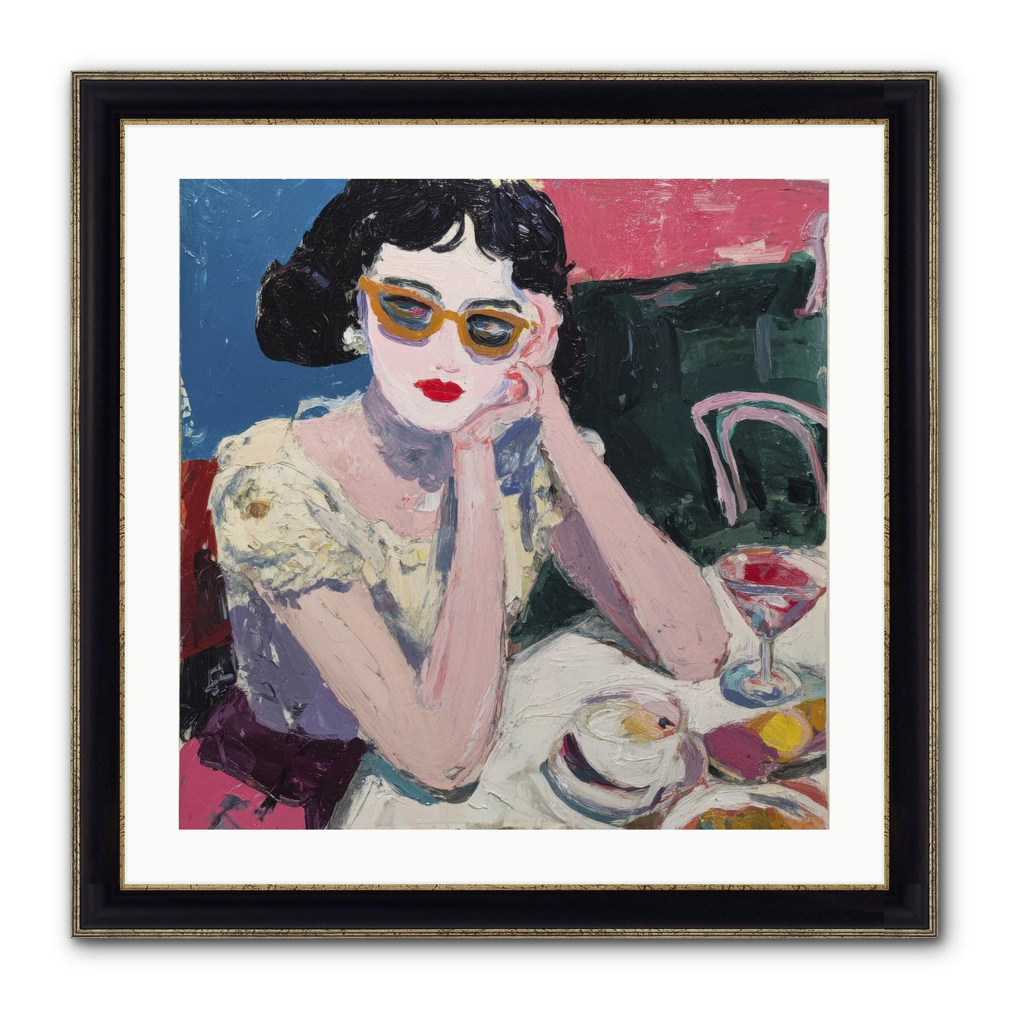 Portrait Of Quiet Defiance Framed Print - Black & Gold 24x24