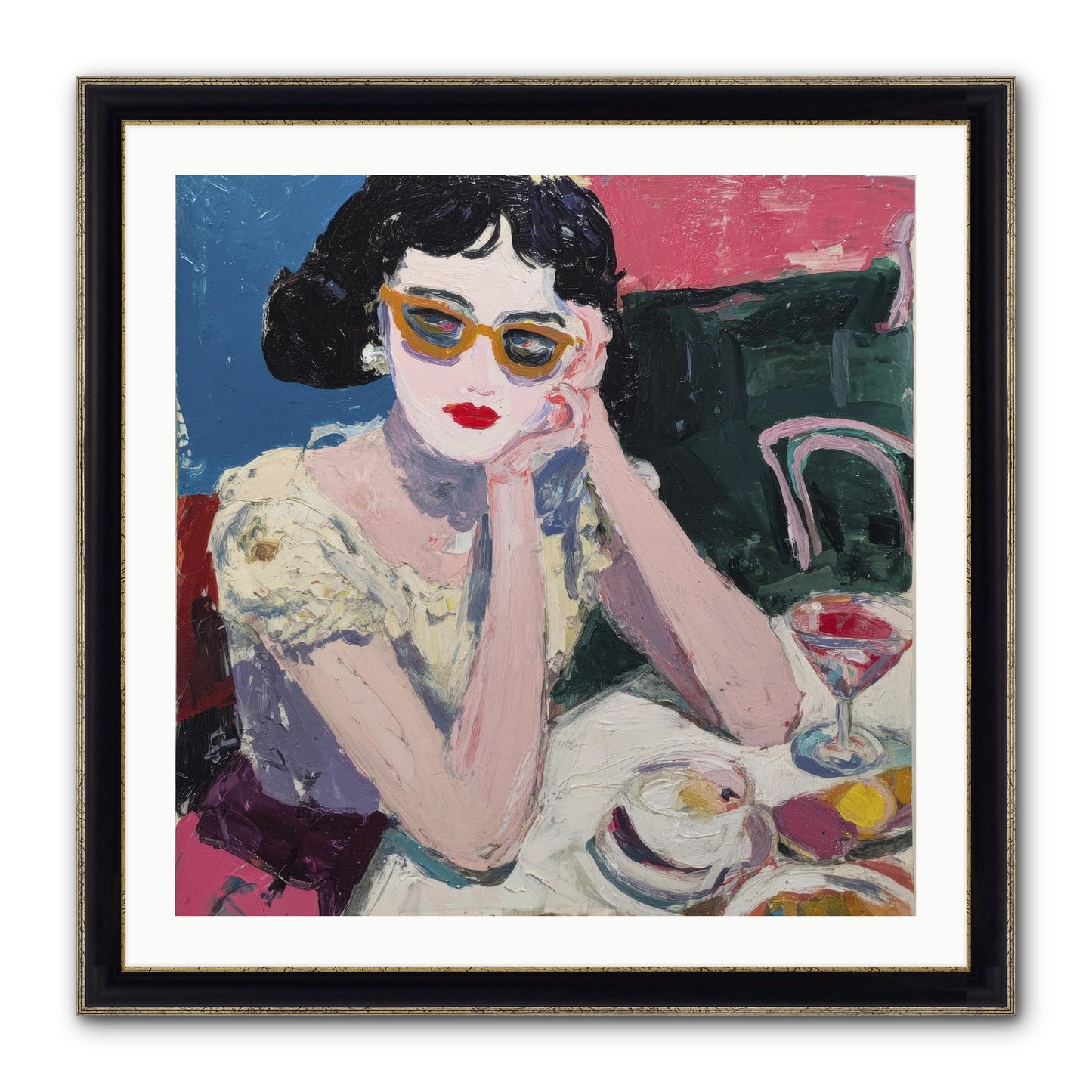 Portrait Of Quiet Defiance Framed Print - Black & Gold 30x30