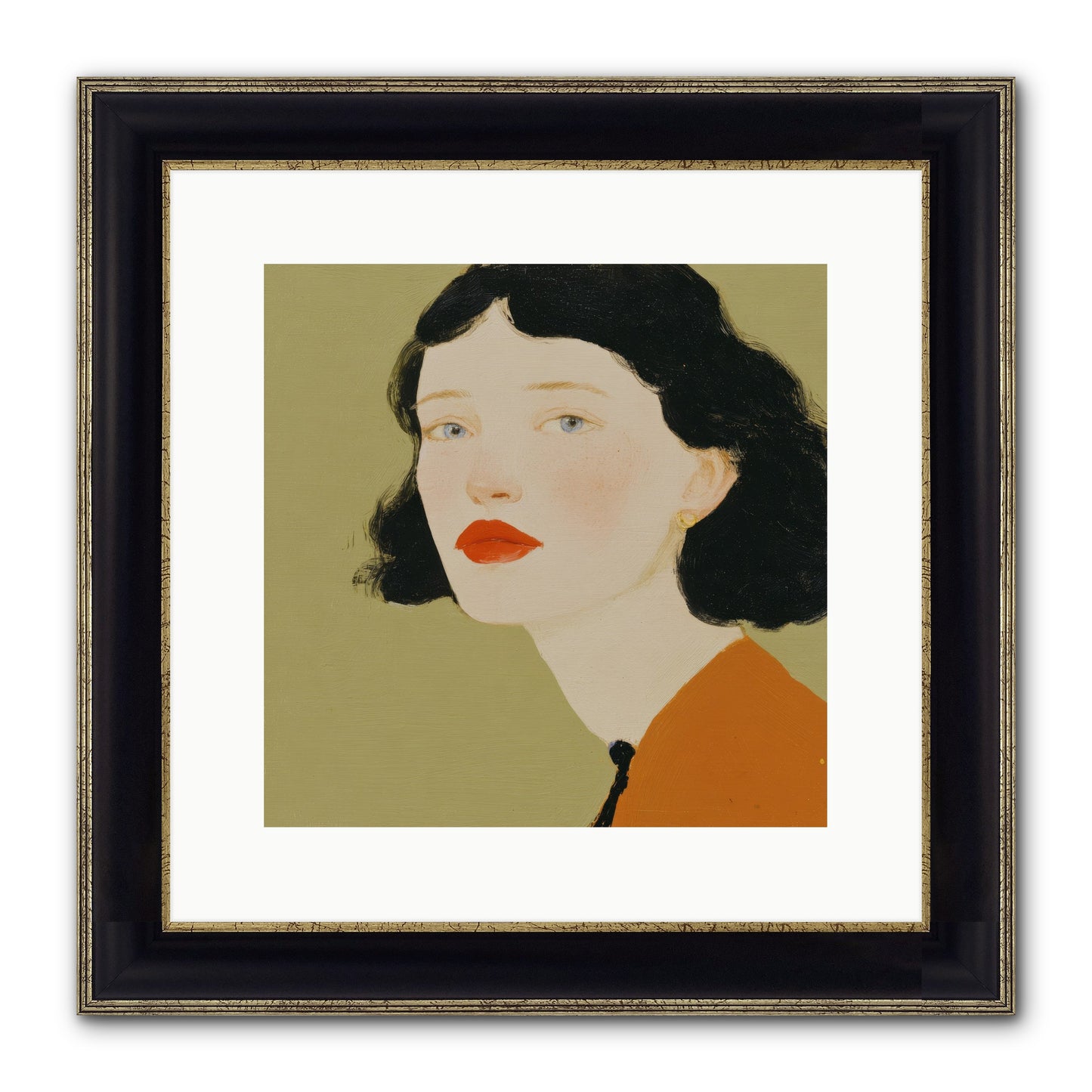 Portrait Of Resolve Framed Print - Black & Gold 12x12