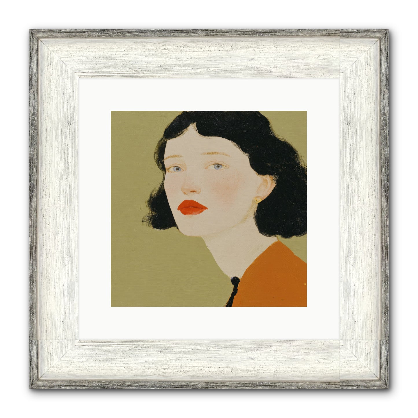 Portrait Of Resolve Framed Print - Driftwood White 12x12