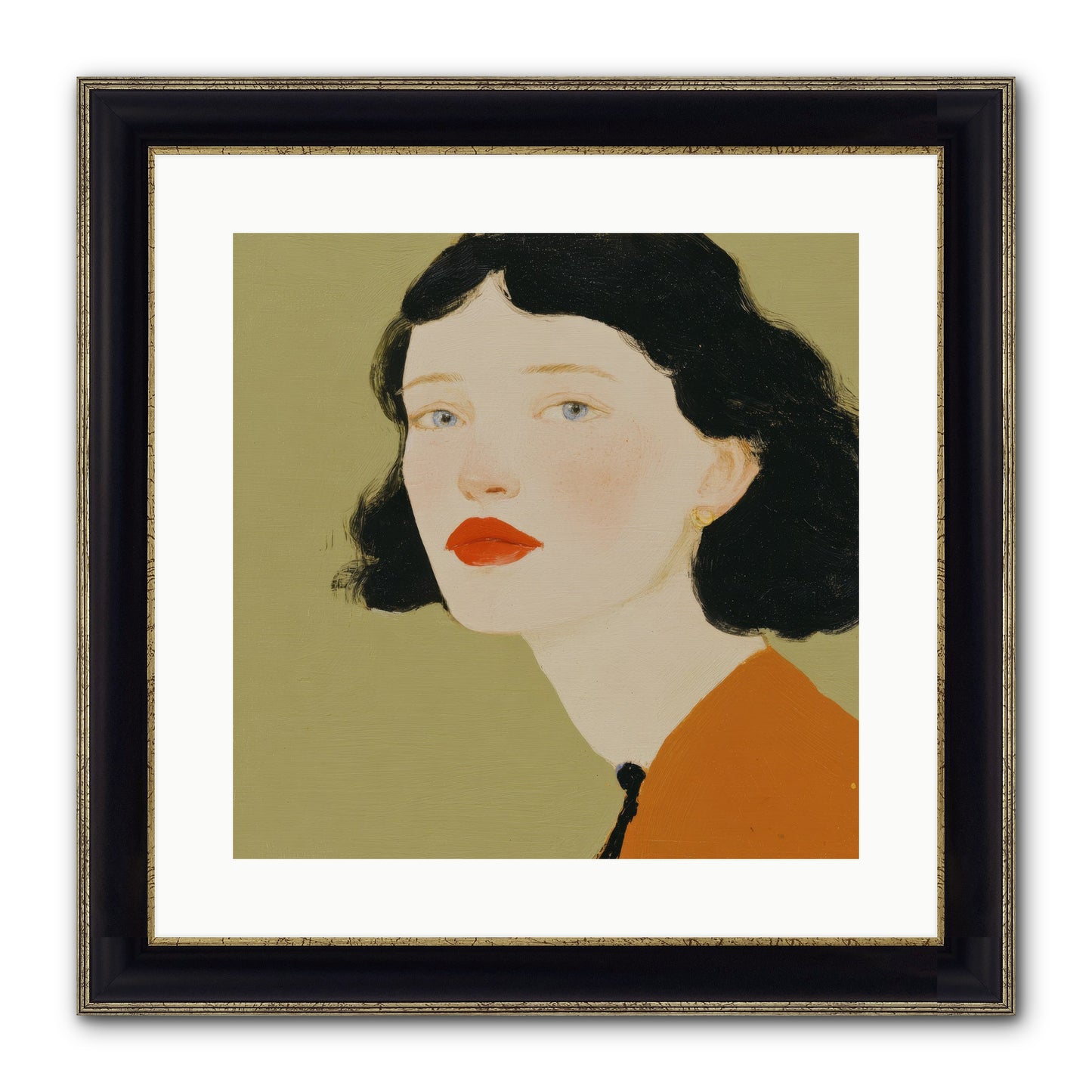 Portrait Of Resolve Framed Print - Black & Gold 16x16