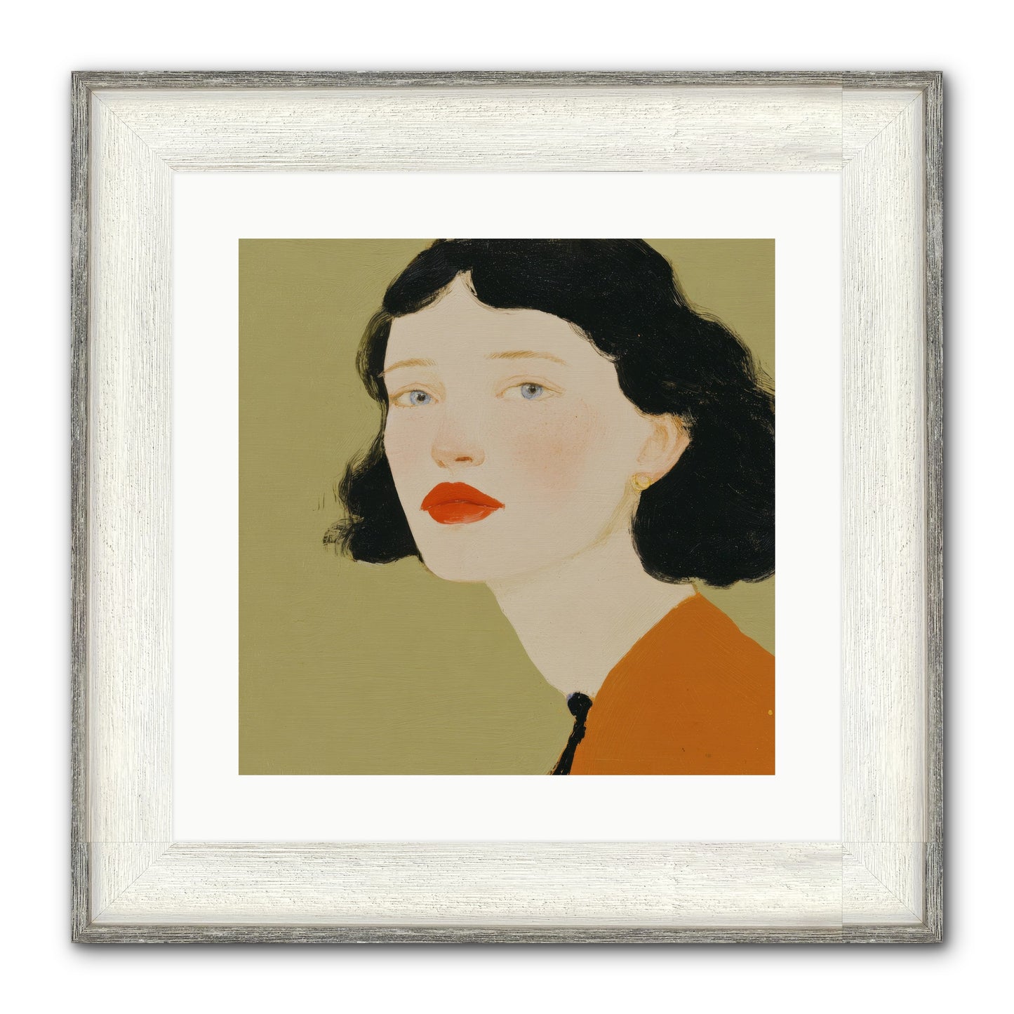 Portrait Of Resolve Framed Print - Driftwood White 16x16