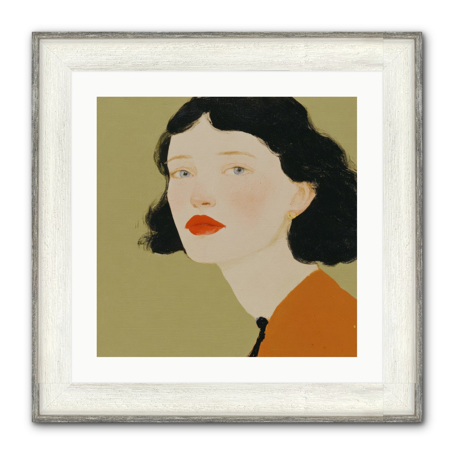 Portrait Of Resolve Framed Print - Driftwood White 20x20