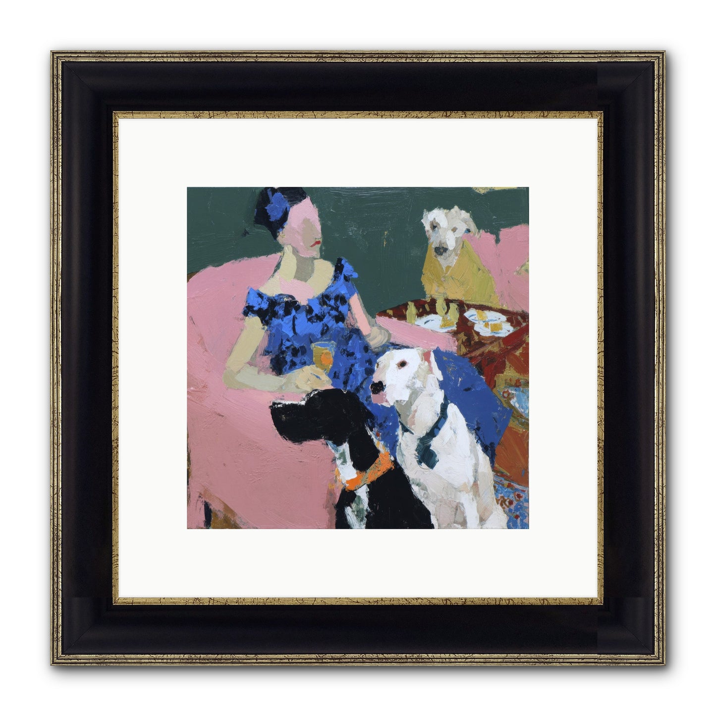 Portrait With Camelia Framed Print - Black & Gold 10x10