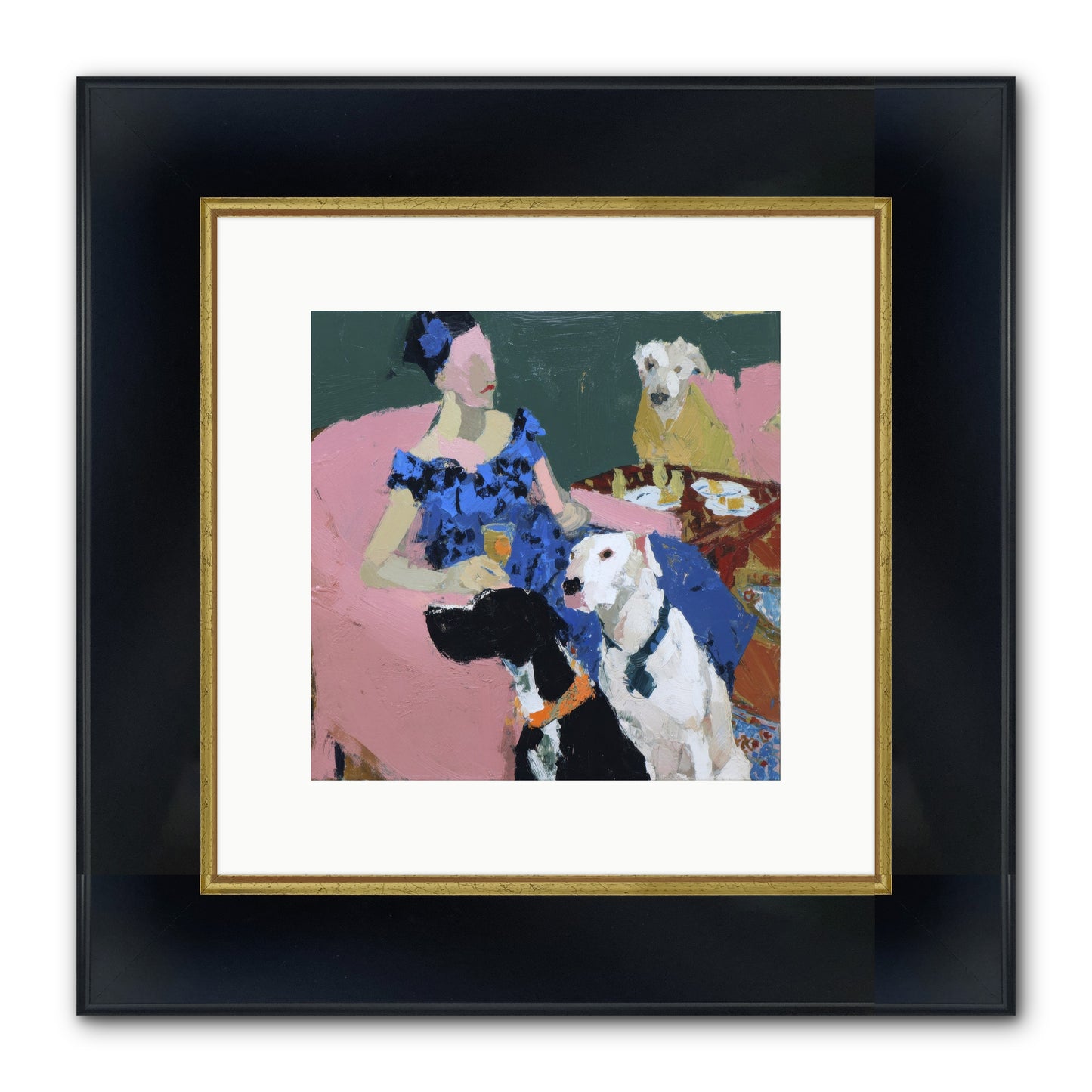 Portrait With Camelia Framed Print - Wide Black w/Gold 10x10
