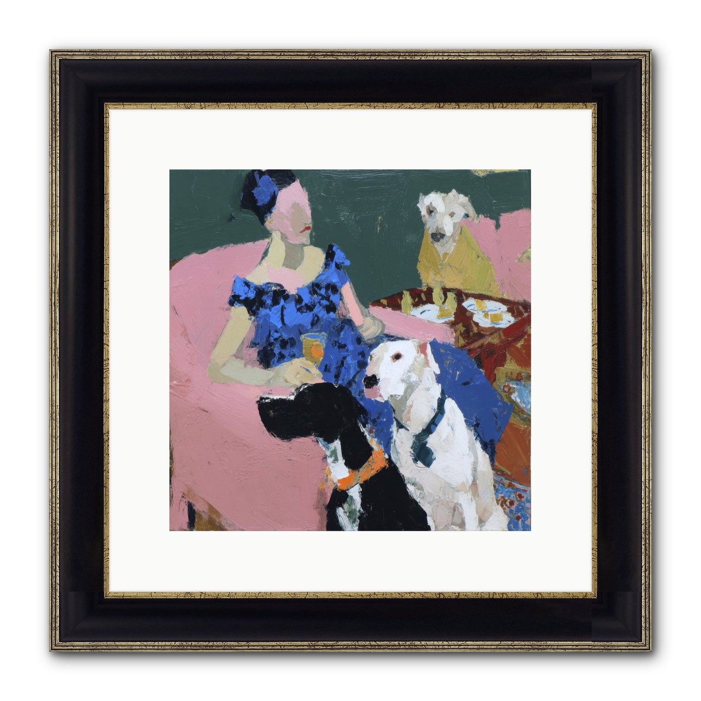 Portrait With Camelia Framed Print - Black & Gold 12x12