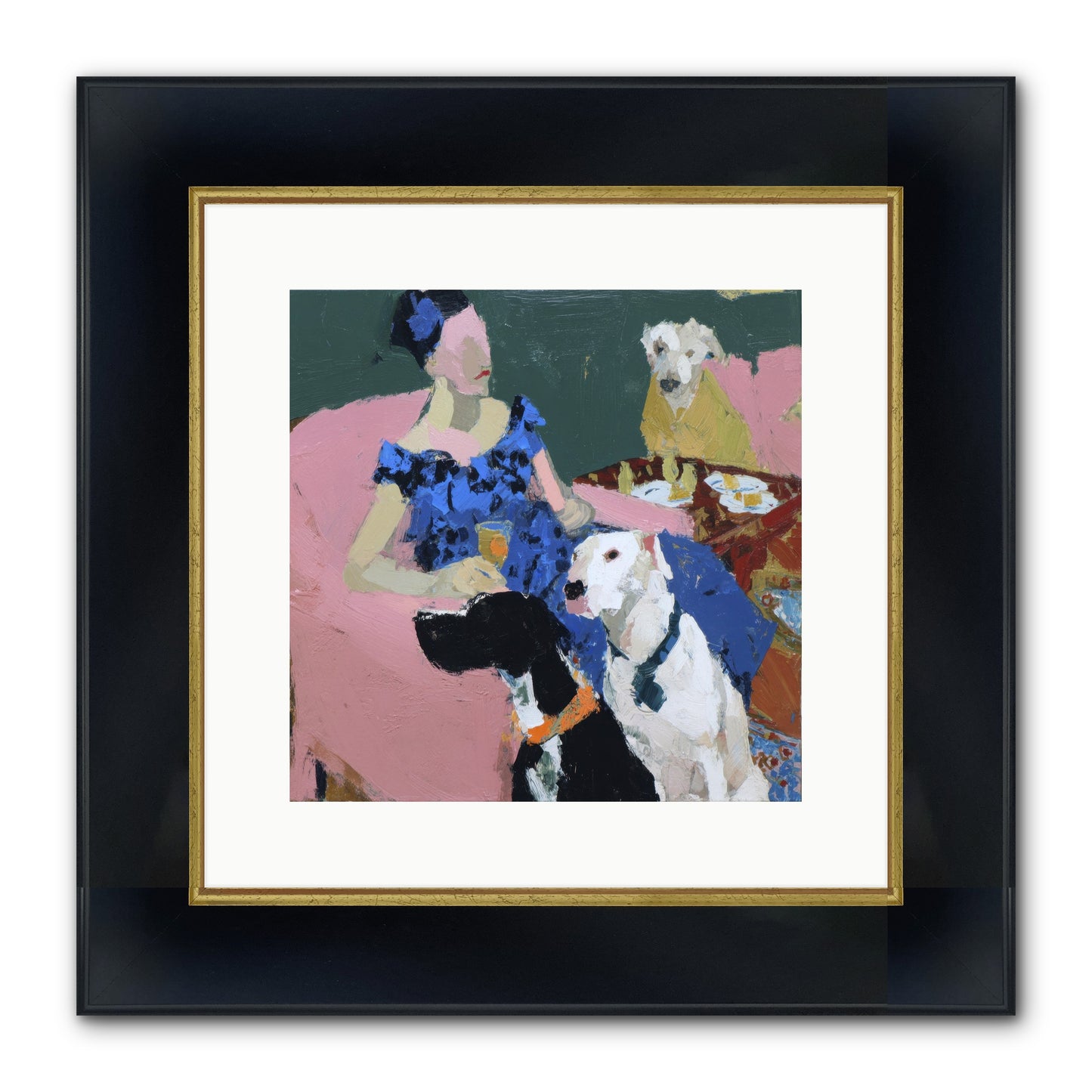 Portrait With Camelia Framed Print - Wide Black w/Gold 12x12