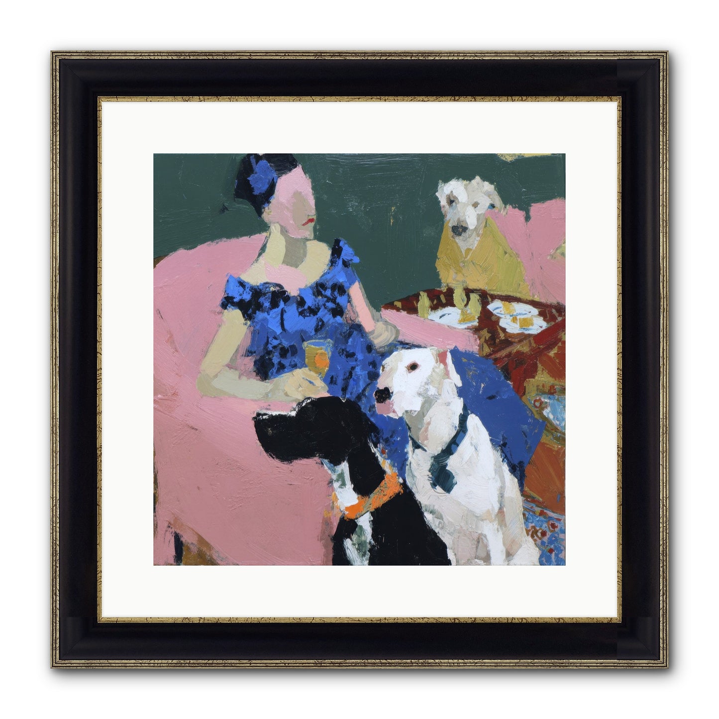 Portrait With Camelia Framed Print - Black & Gold 16x16