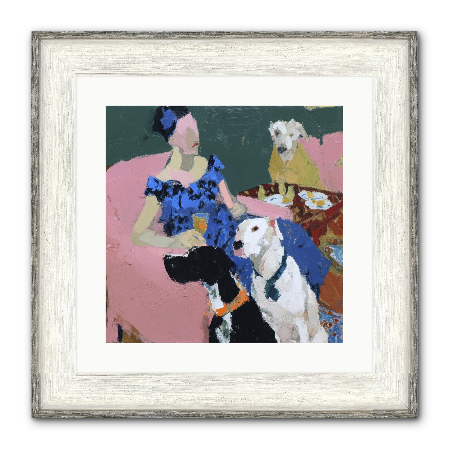 Portrait With Camelia Framed Print - Driftwood White 16x16