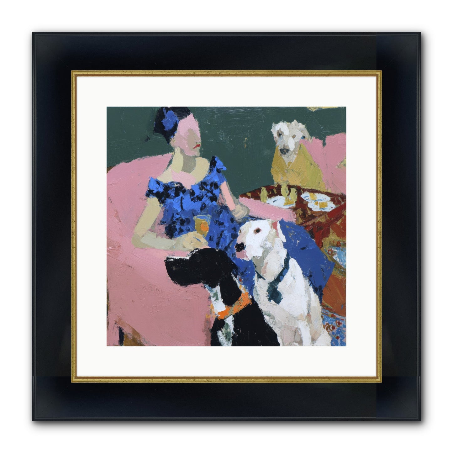 Portrait With Camelia Framed Print - Wide Black w/Gold 16x16