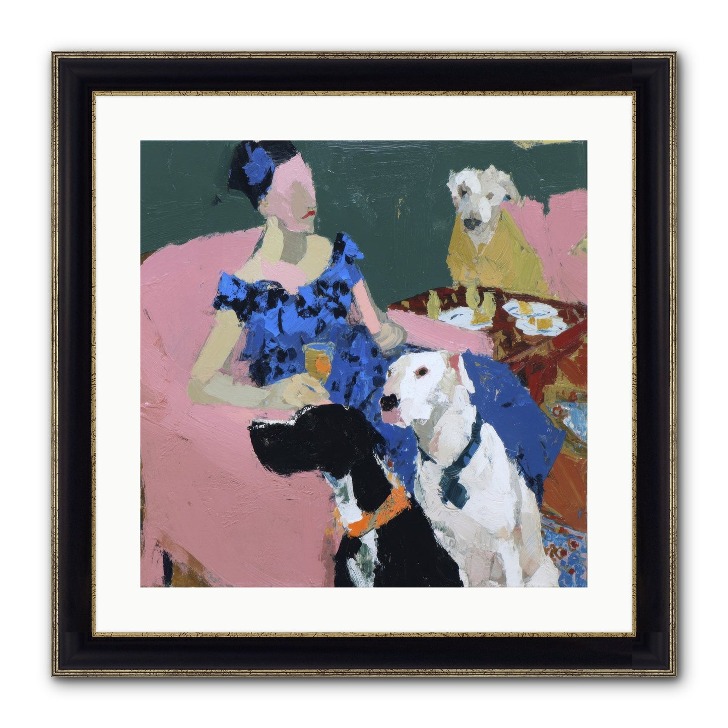 Portrait With Camelia Framed Print - Black & Gold 20x20