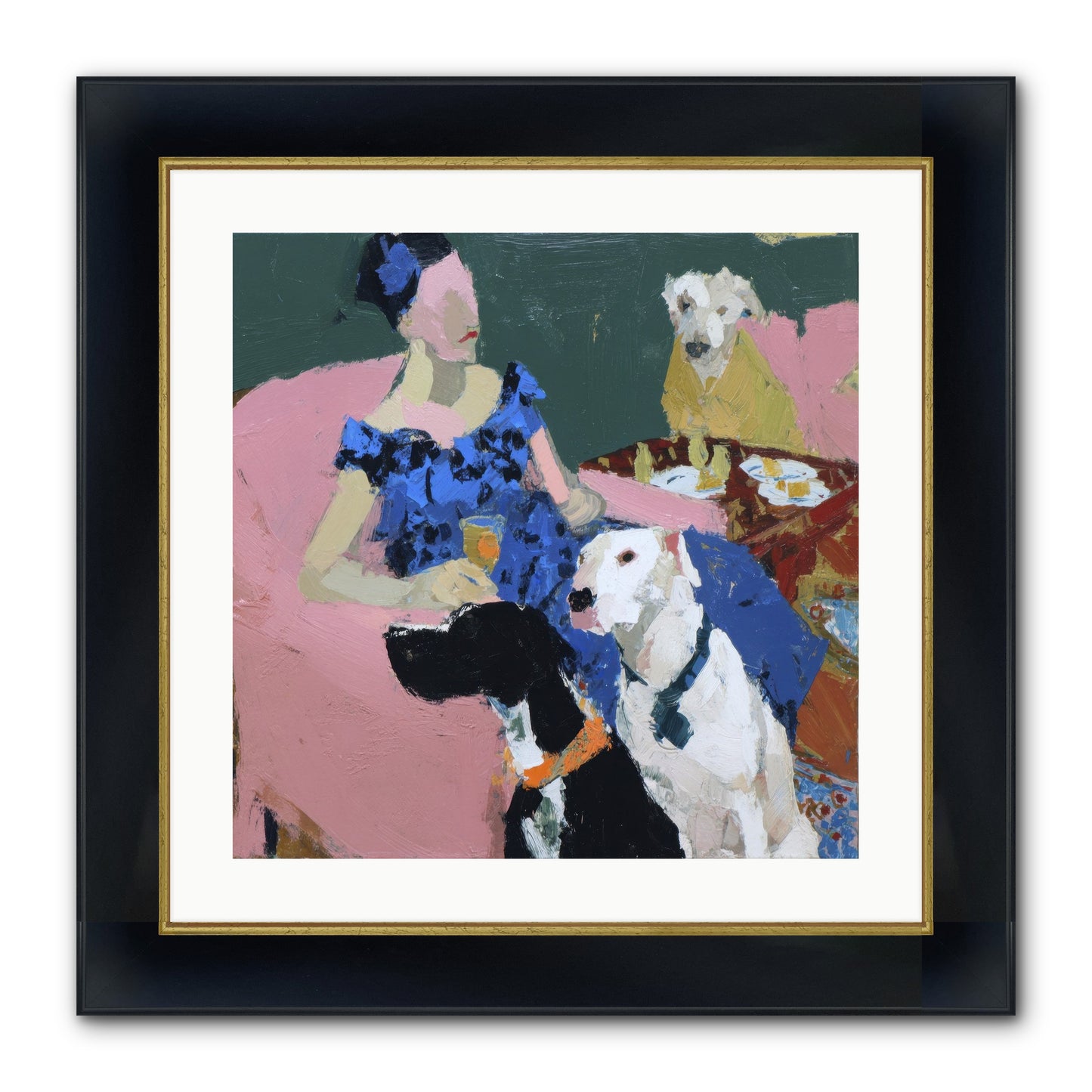 Portrait With Camelia Framed Print - Wide Black w/Gold 20x20