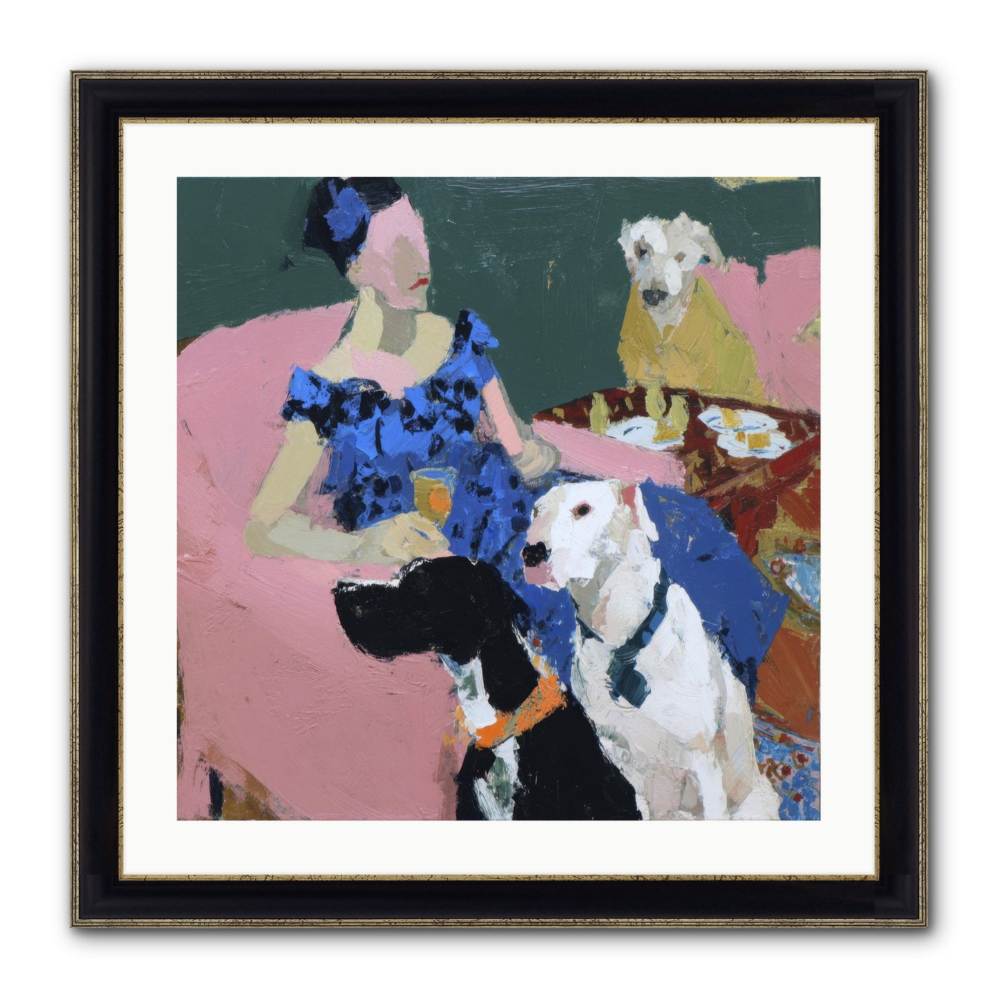 Portrait With Camelia Framed Print - Black & Gold 24x24