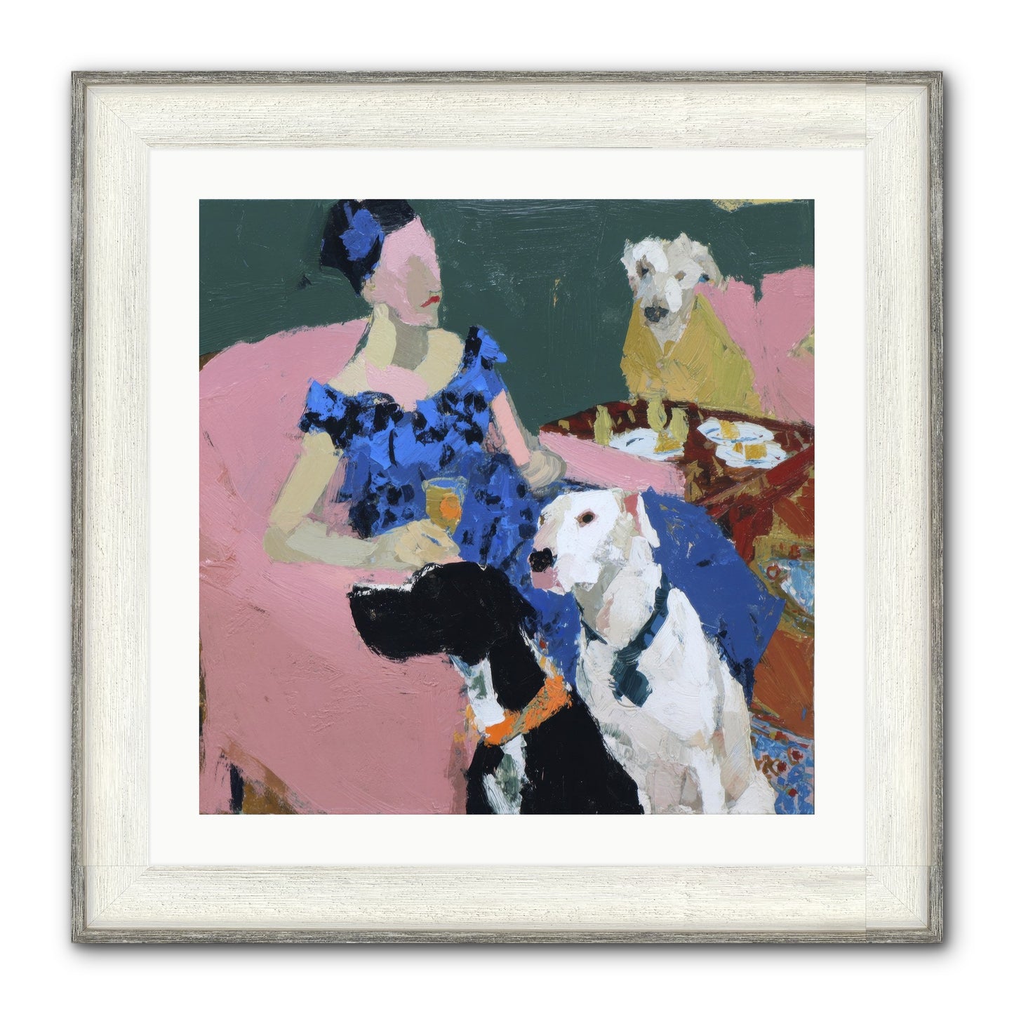 Portrait With Camelia Framed Print - Driftwood White 24x24