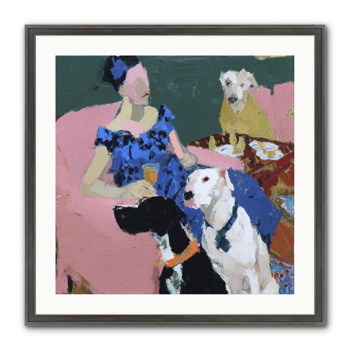 Portrait With Camelia Framed Print - Slimwoods Black/Silver 24x24
