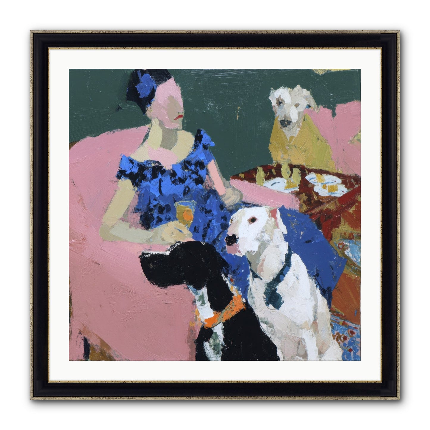 Portrait With Camelia Framed Print - Black & Gold 30x30