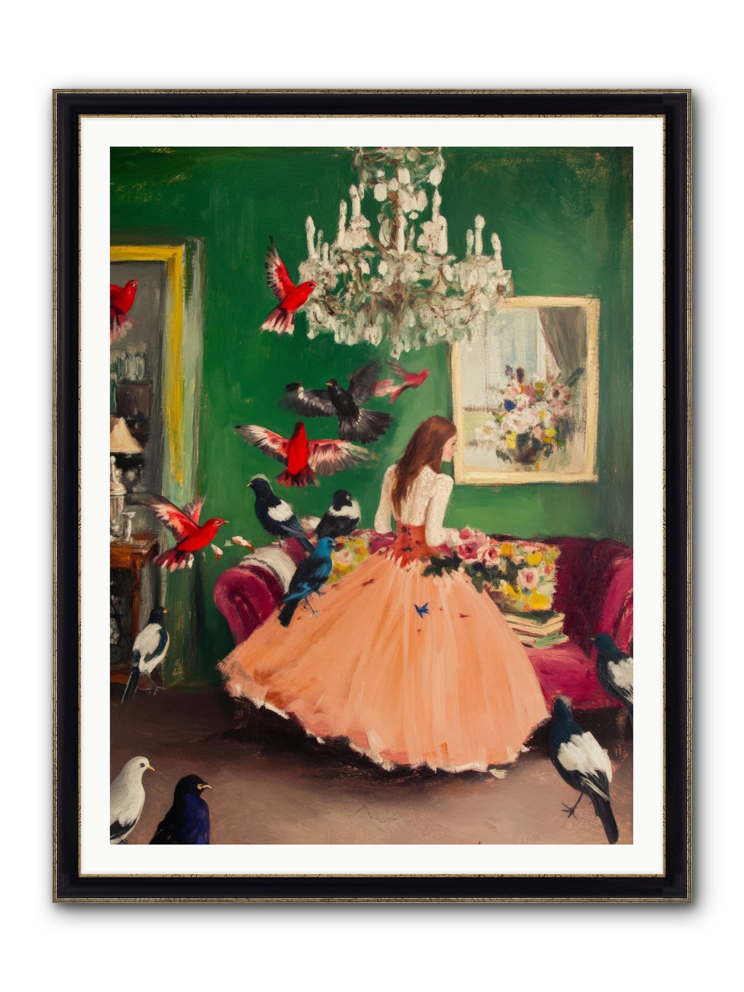 Portraits Set Free Framed Print - Black & Gold 36x48