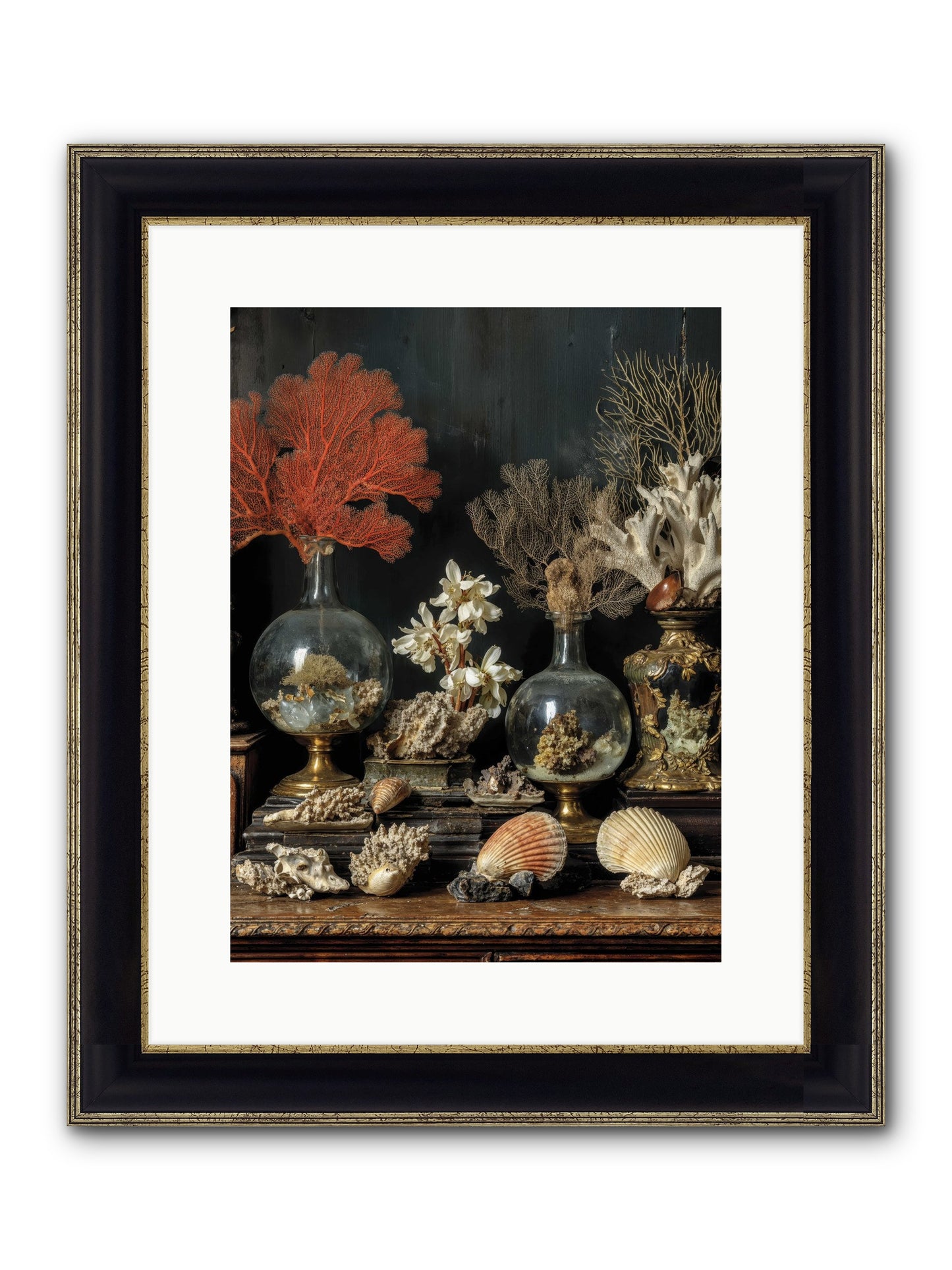 Poseidon's Delicious Hoard Framed Print - Black & Gold 12x16