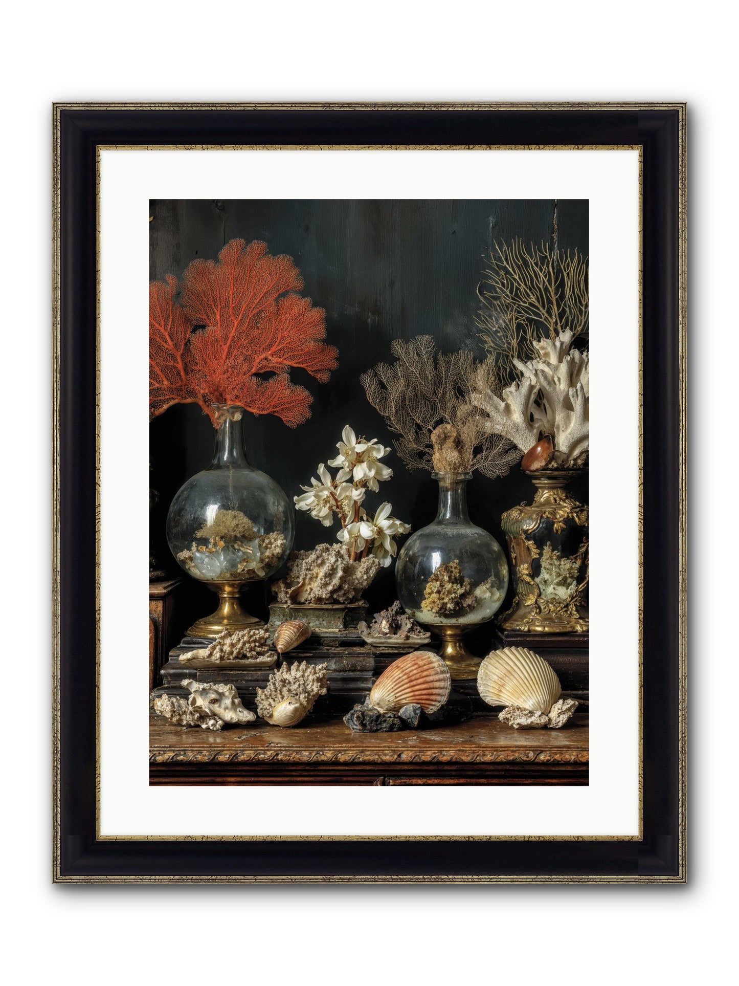 Poseidon's Delicious Hoard Framed Print - Black & Gold 18x24