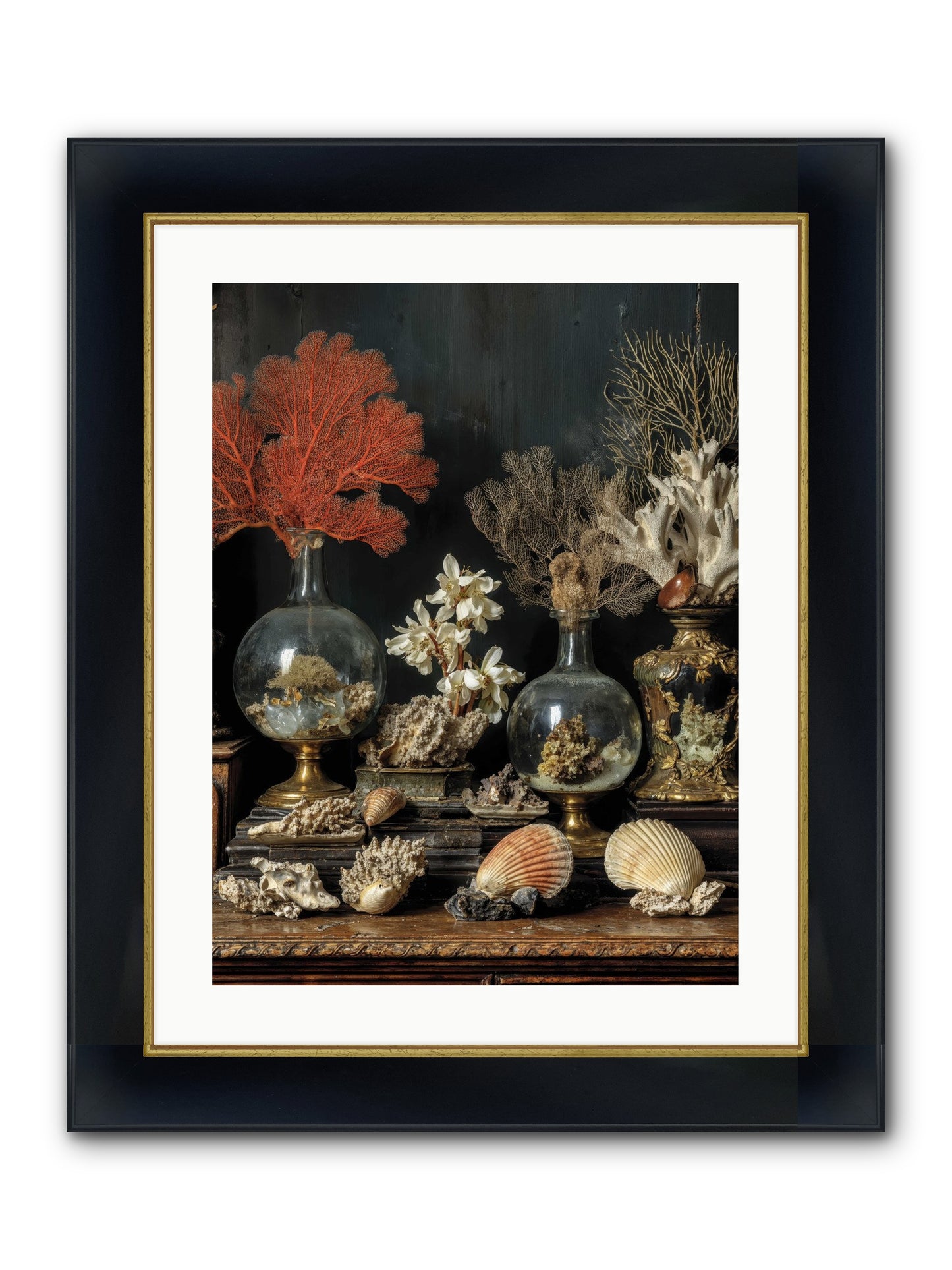 Poseidon's Delicious Hoard Framed Print - Wide Black w/Gold 18x24