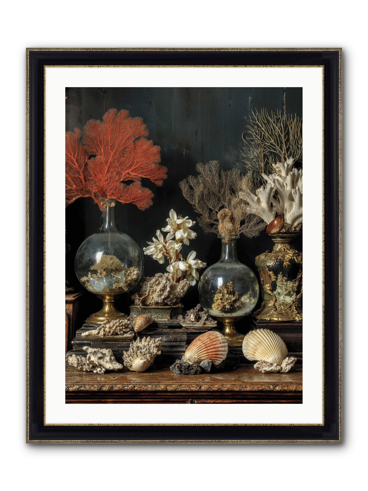 Poseidon's Delicious Hoard Framed Print - Black & Gold 24x32