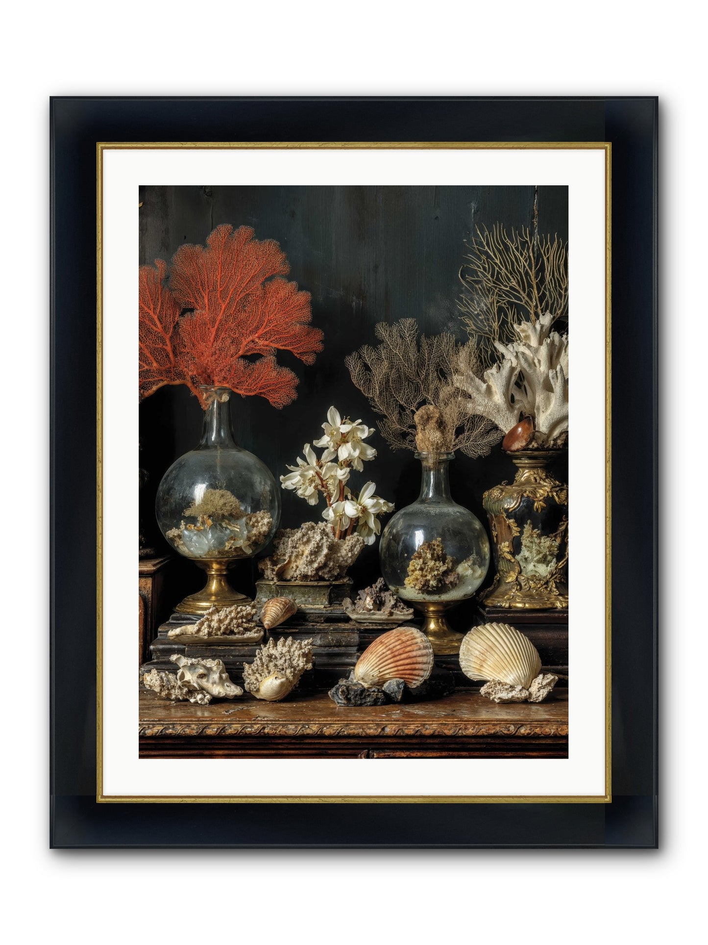 Poseidon's Delicious Hoard Framed Print - Wide Black w/Gold 24x32
