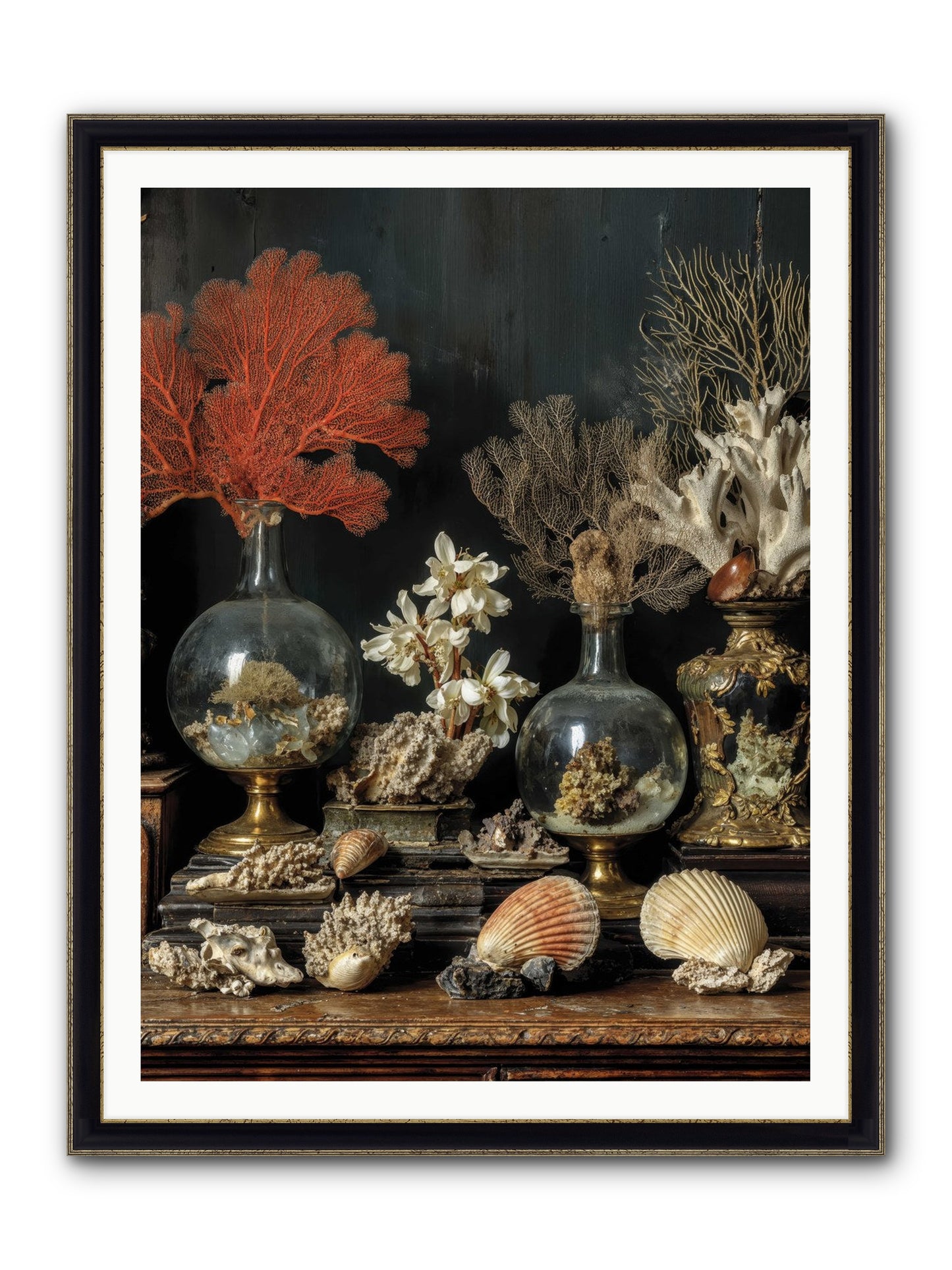 Poseidon's Delicious Hoard Framed Print - Black & Gold 36x48