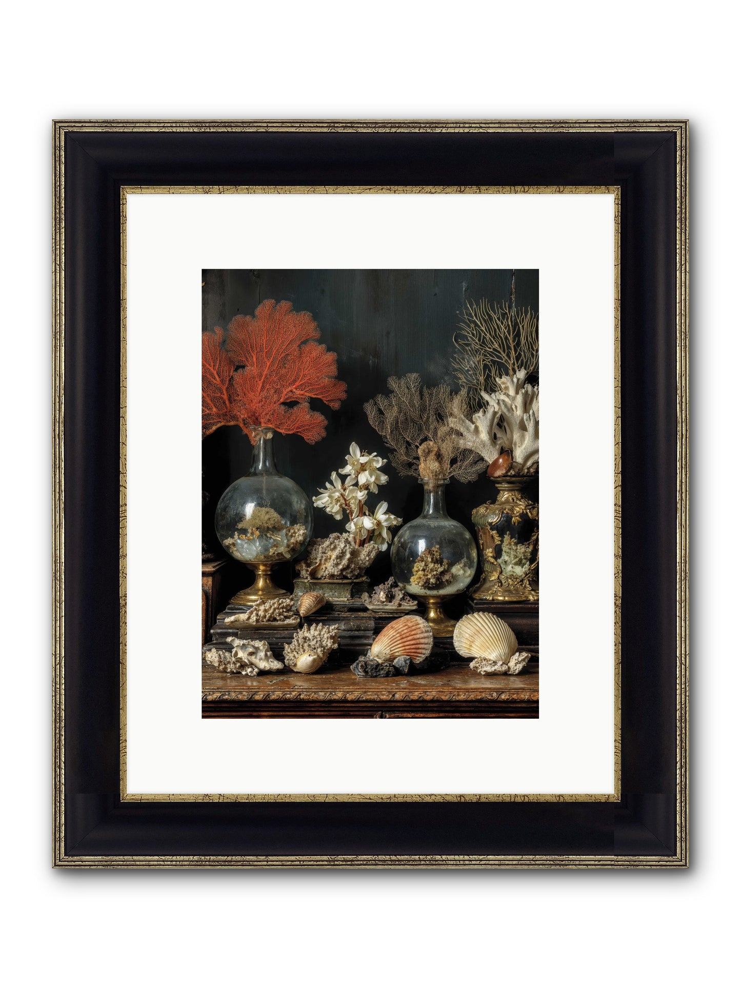 Poseidon's Delicious Hoard Framed Print - Black & Gold 9x12