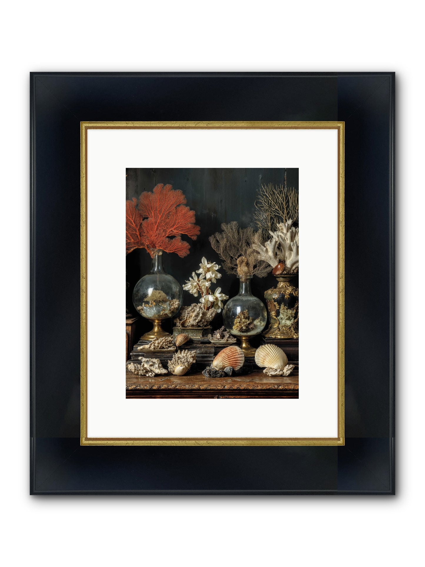 Poseidon's Delicious Hoard Framed Print - Wide Black w/Gold 9x12