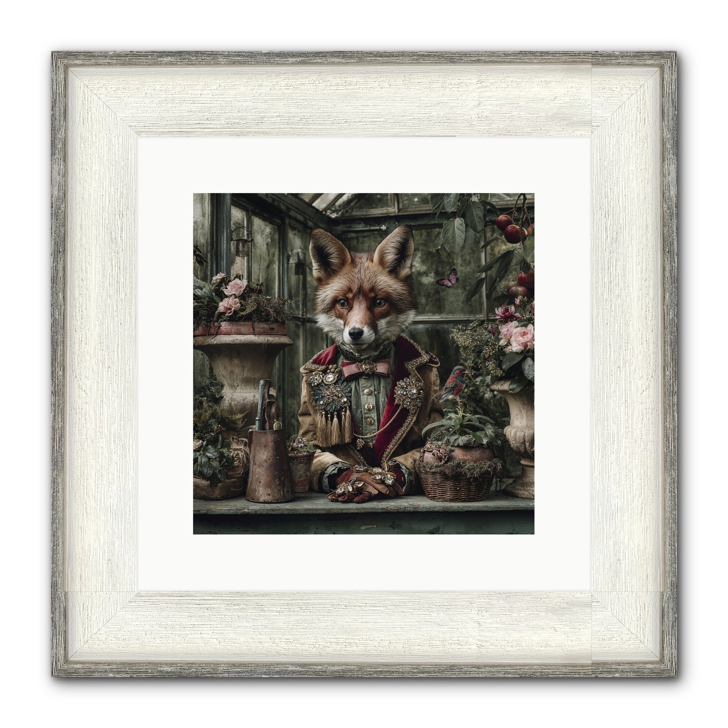 Postcards From Noon Framed Print - Driftwood White 12x12