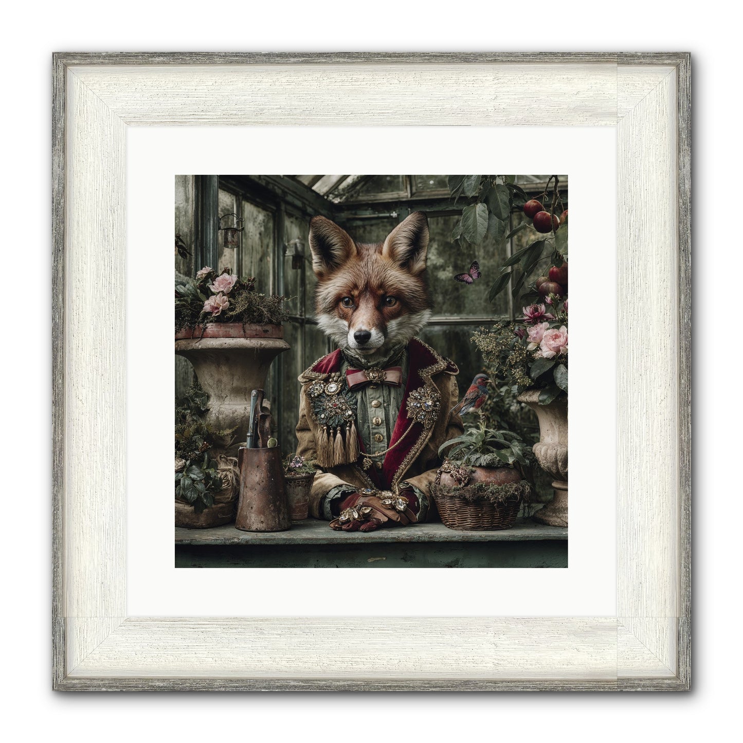 Postcards From Noon Framed Print - Driftwood White 16x16
