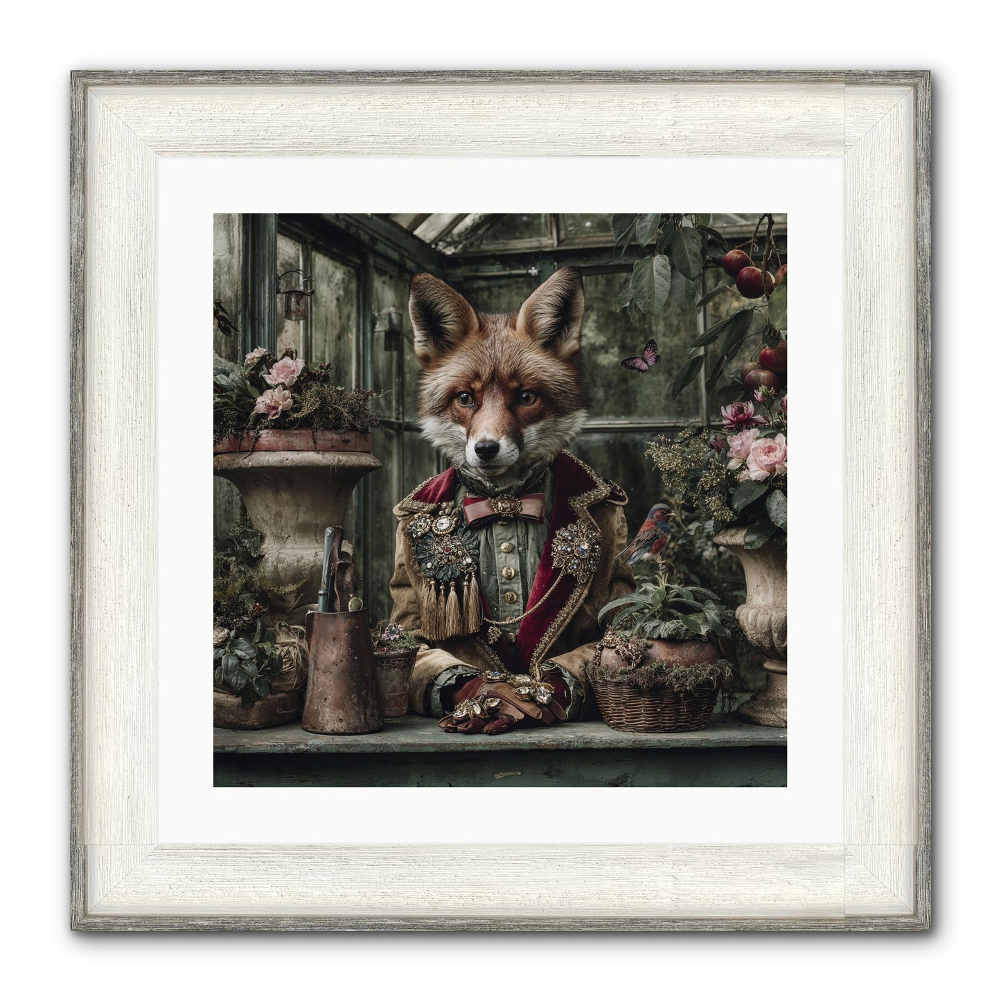 Postcards From Noon Framed Print - Driftwood White 20x20