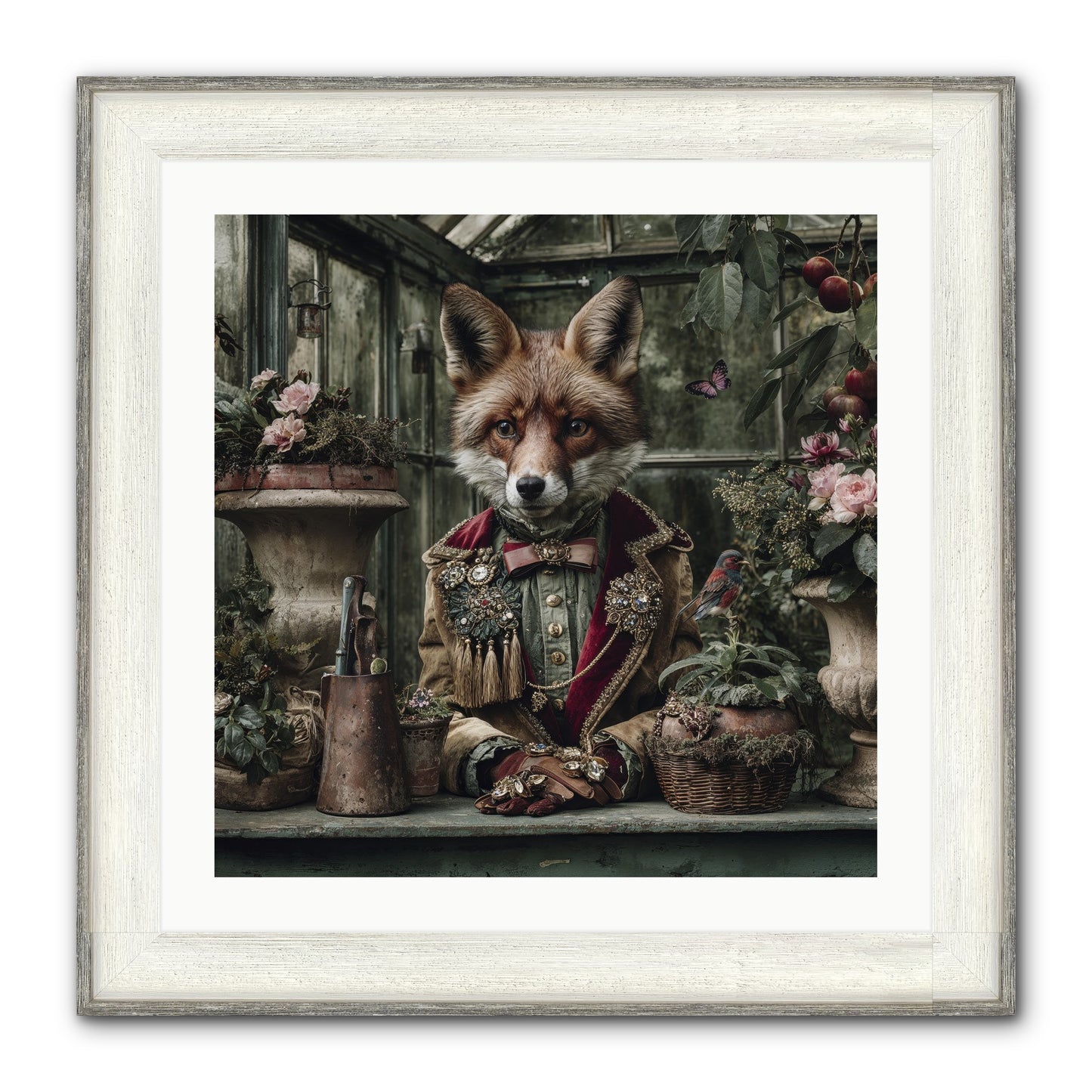 Postcards From Noon Framed Print - Driftwood White 24x24