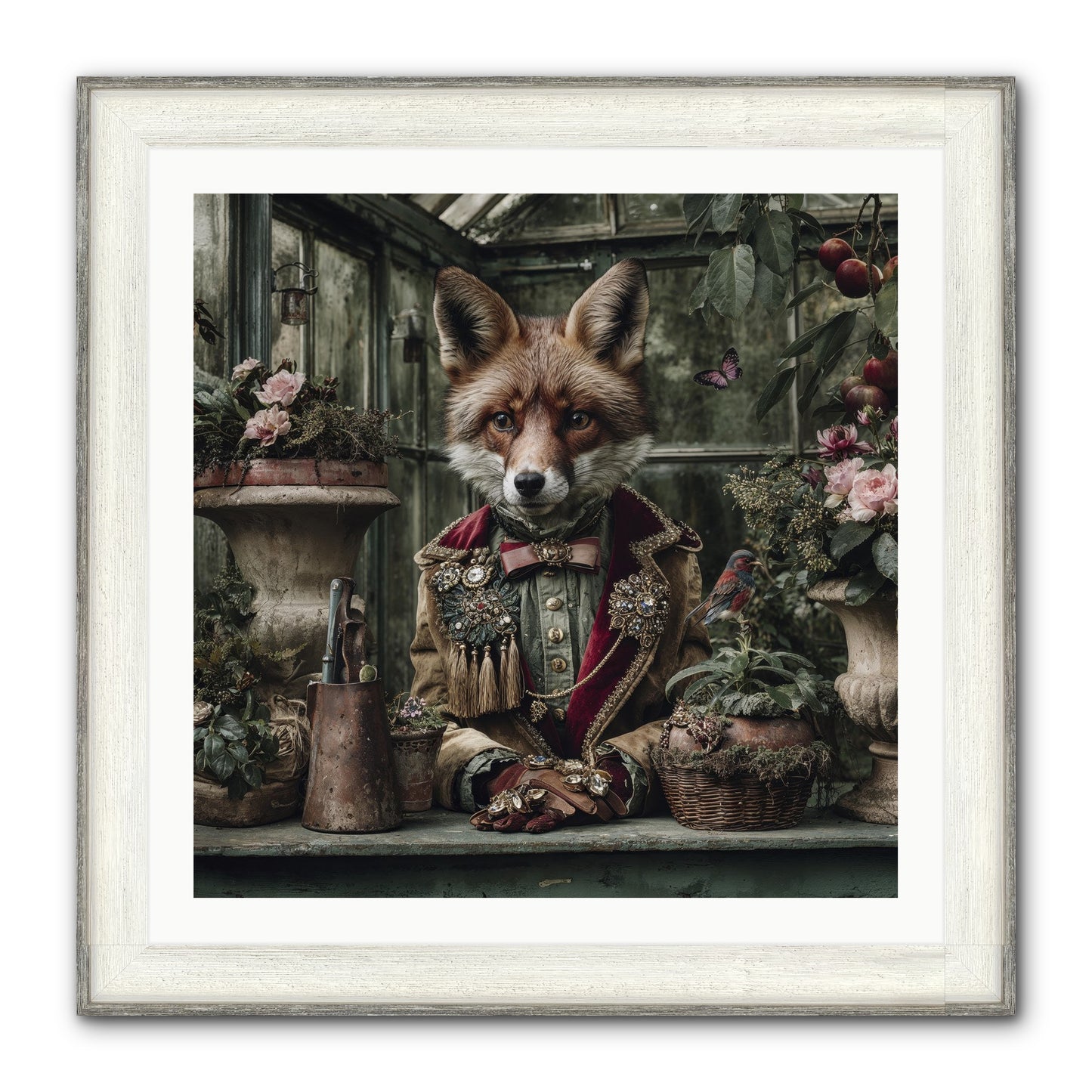 Postcards From Noon Framed Print - Driftwood White 30x30