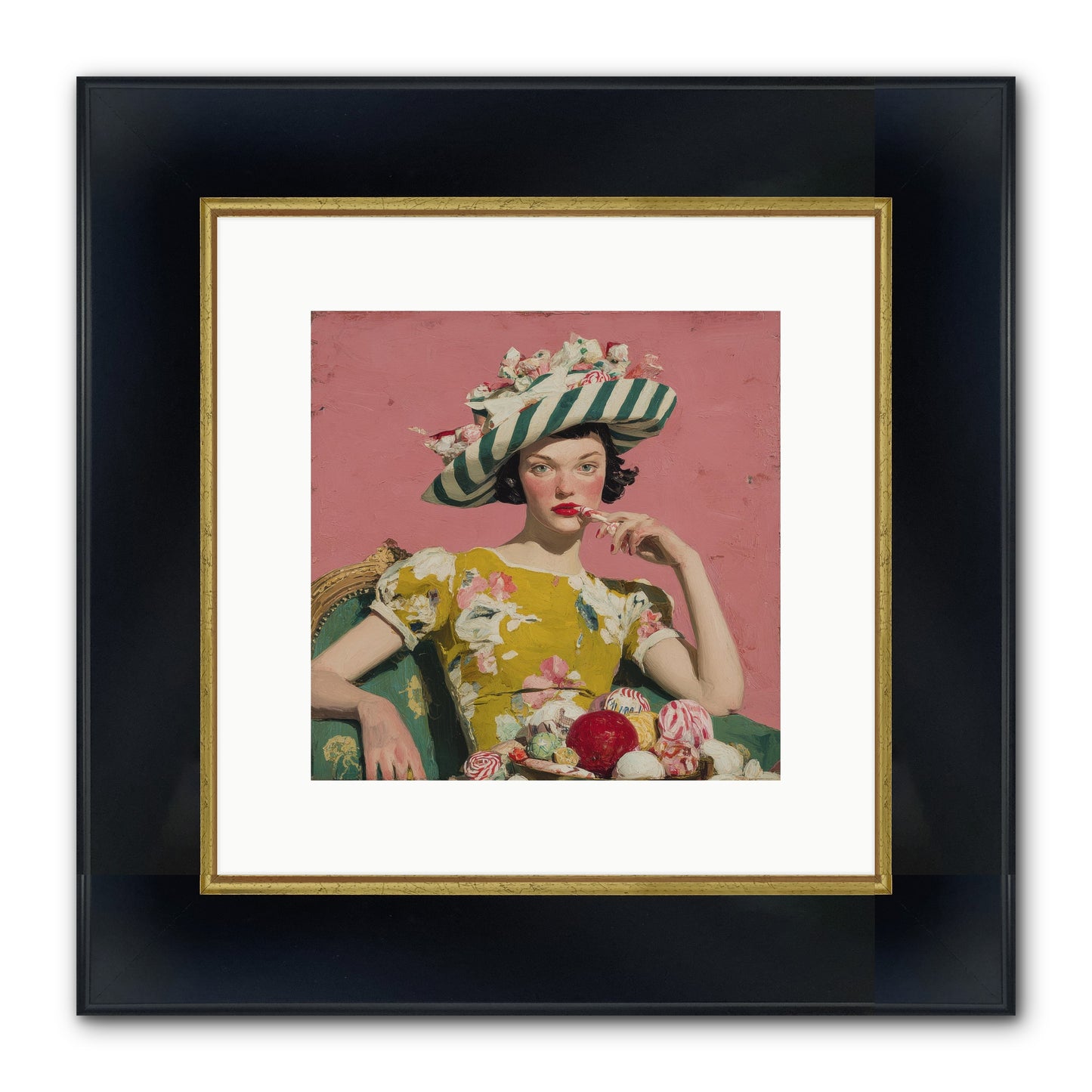 Postcards To The Past Winter Framed Print - Wide Black w/Gold 10x10
