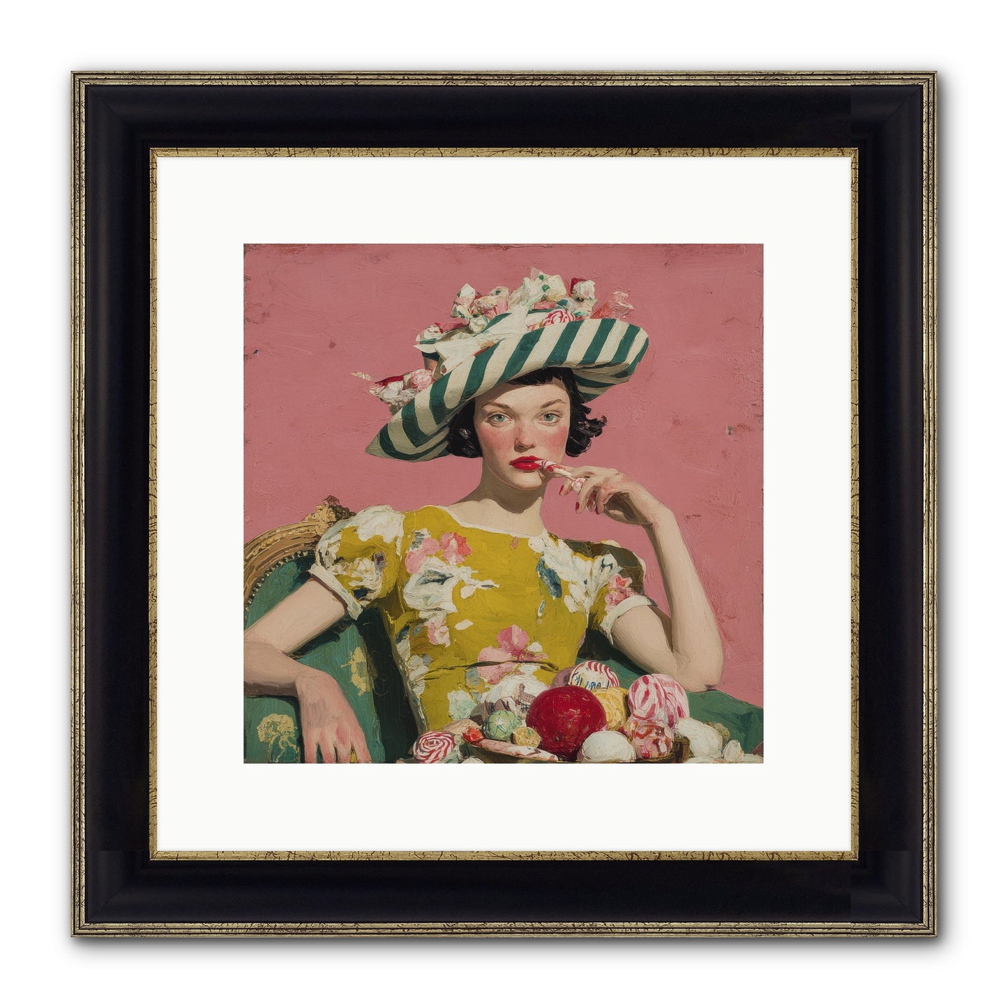 Postcards To The Past Winter Framed Print - Black & Gold 12x12